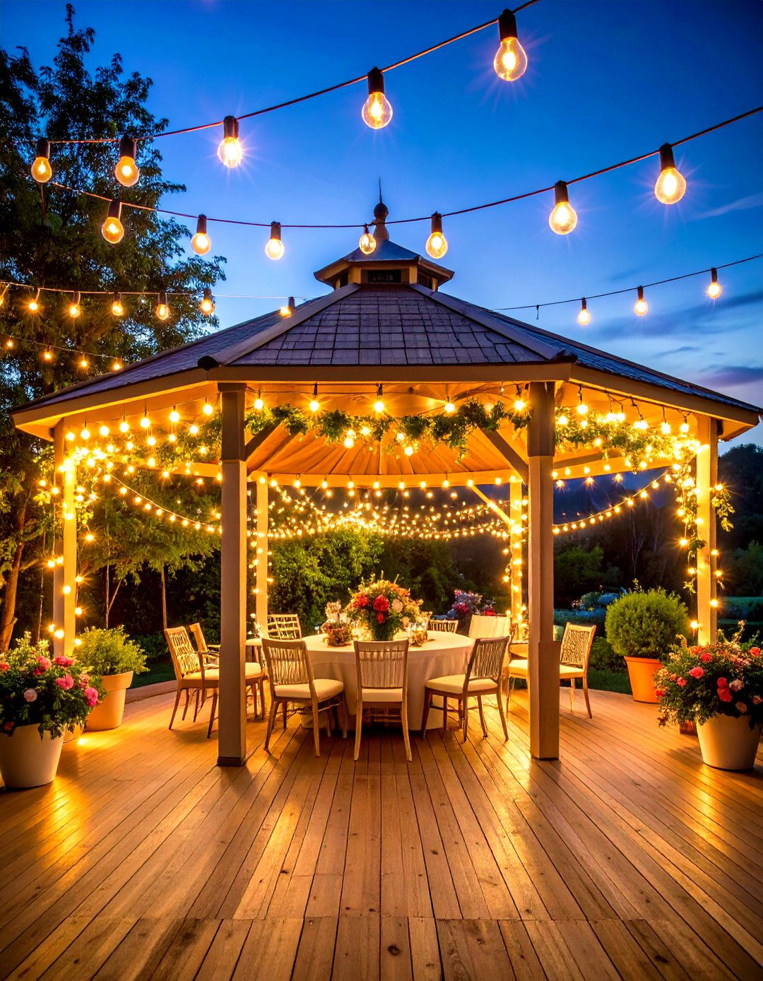Festoon Light Celebration - 24 Gazebo Lighting Ideas