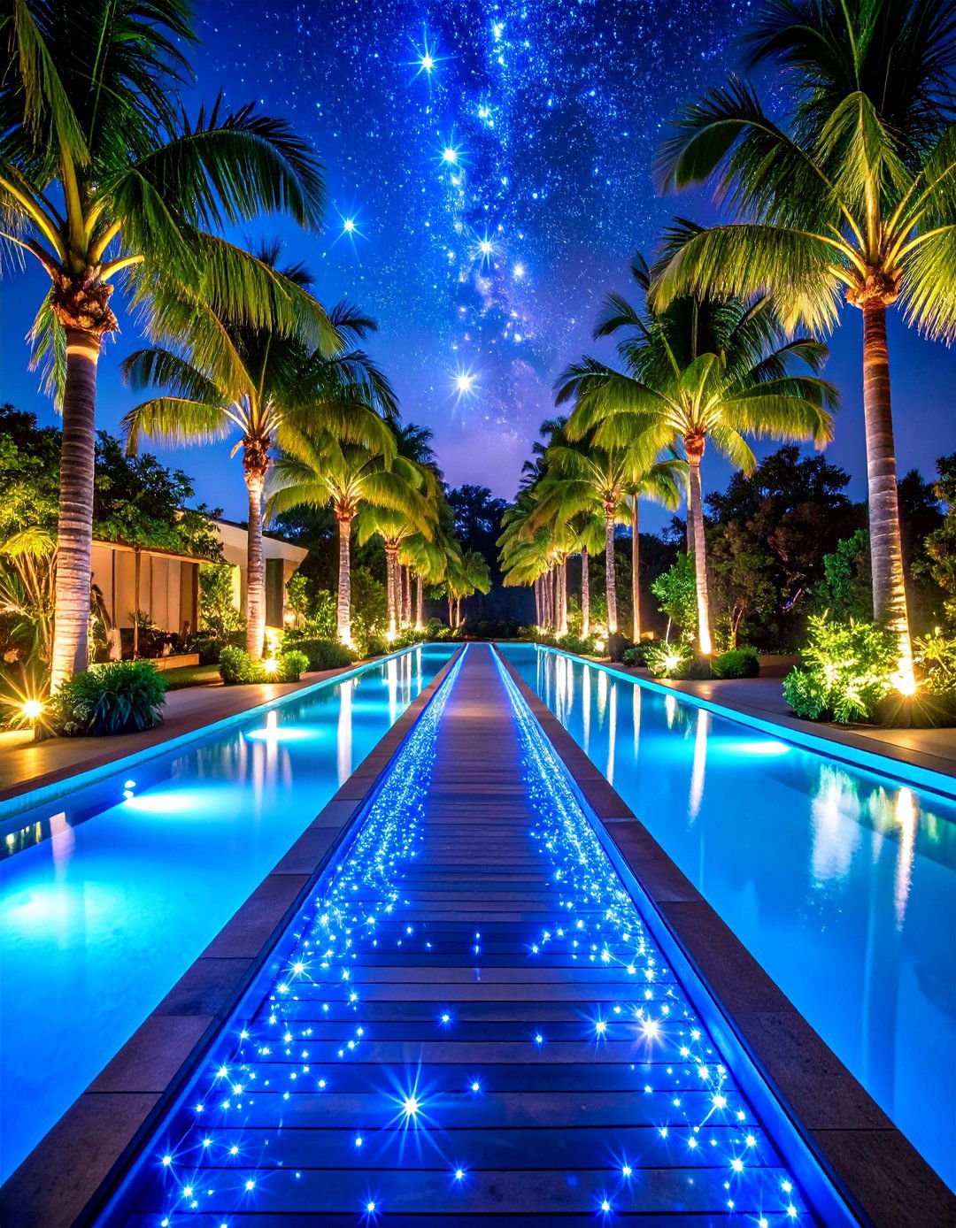 Fiber Optic Starlight Pool Walkway - 24 Pool Walkway Ideas