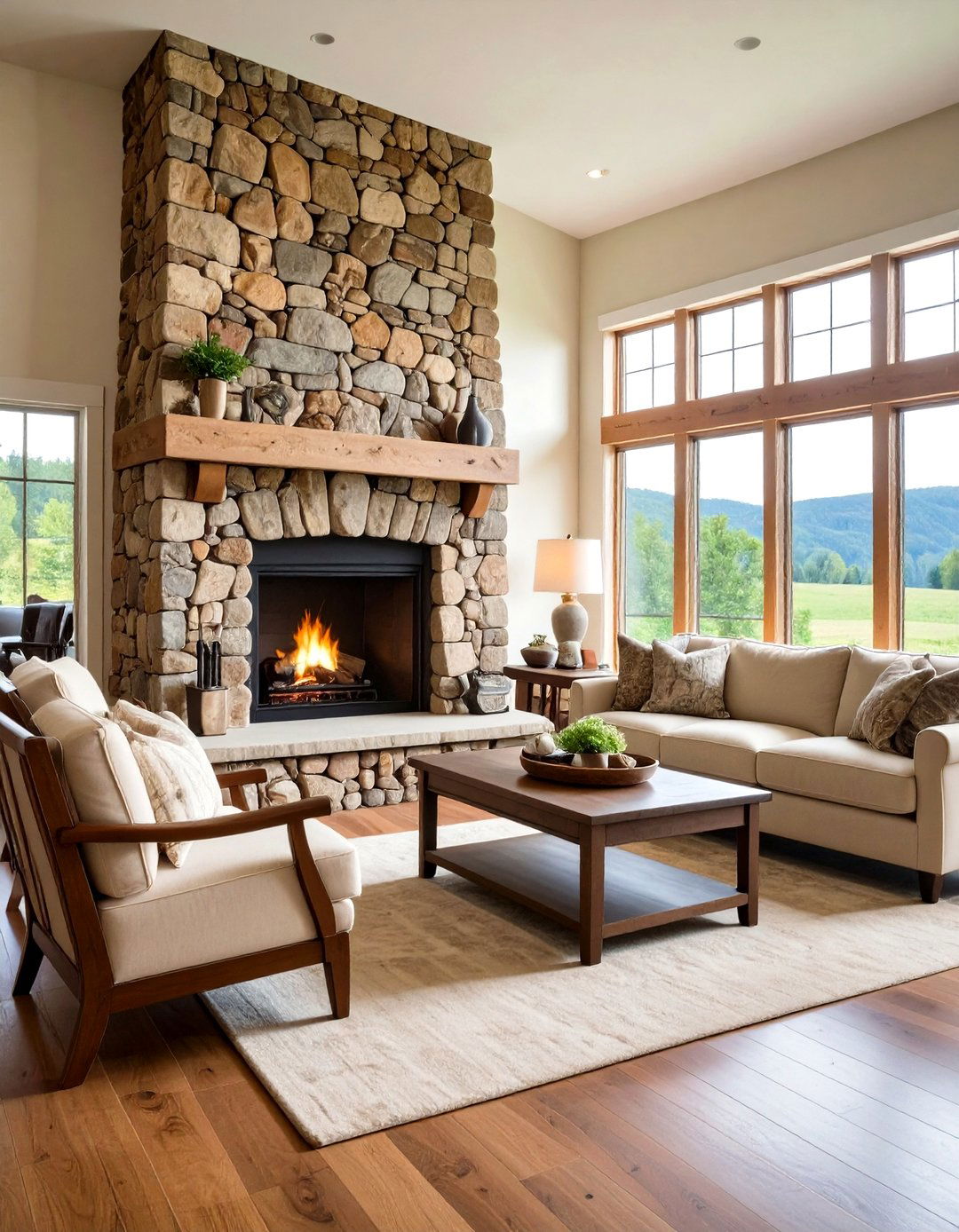 Fieldstone Construction with Irregular Patterns - 24 French Country Fireplace Ideas