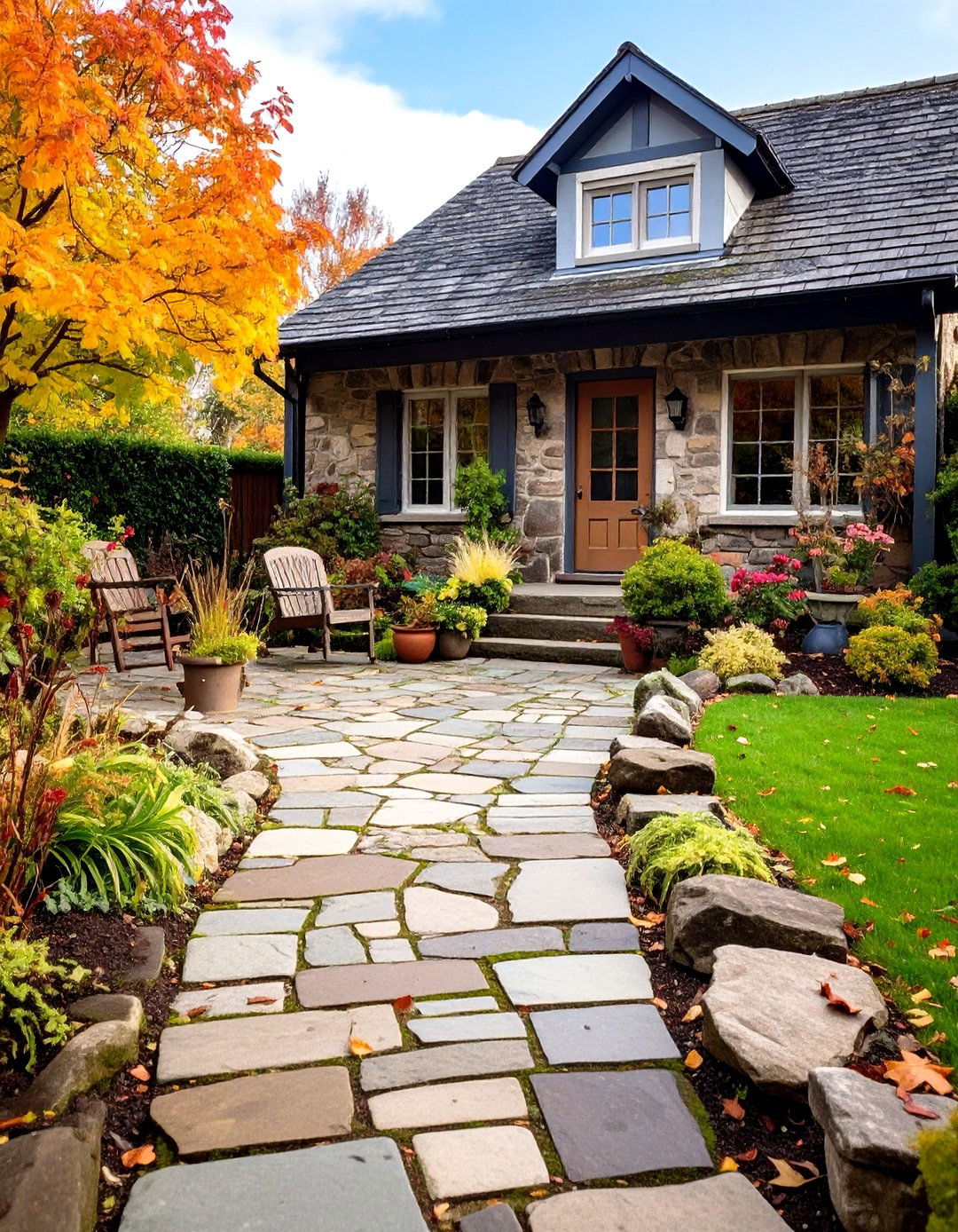 Fieldstone Cottage Patio - 24 Stone Patio Ideas
