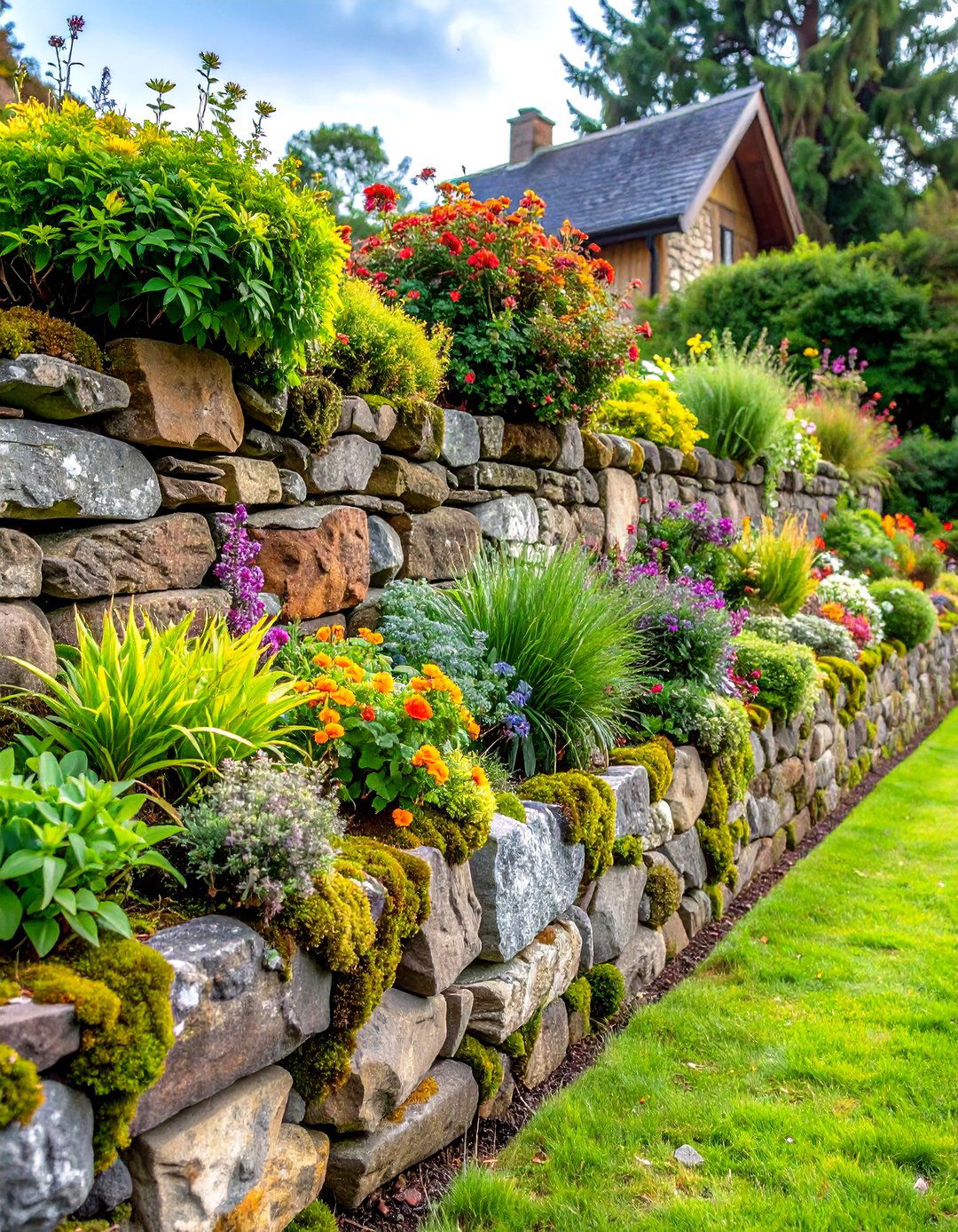 Fieldstone Garden Border Walls - 24 Rustic Landscaping Ideas