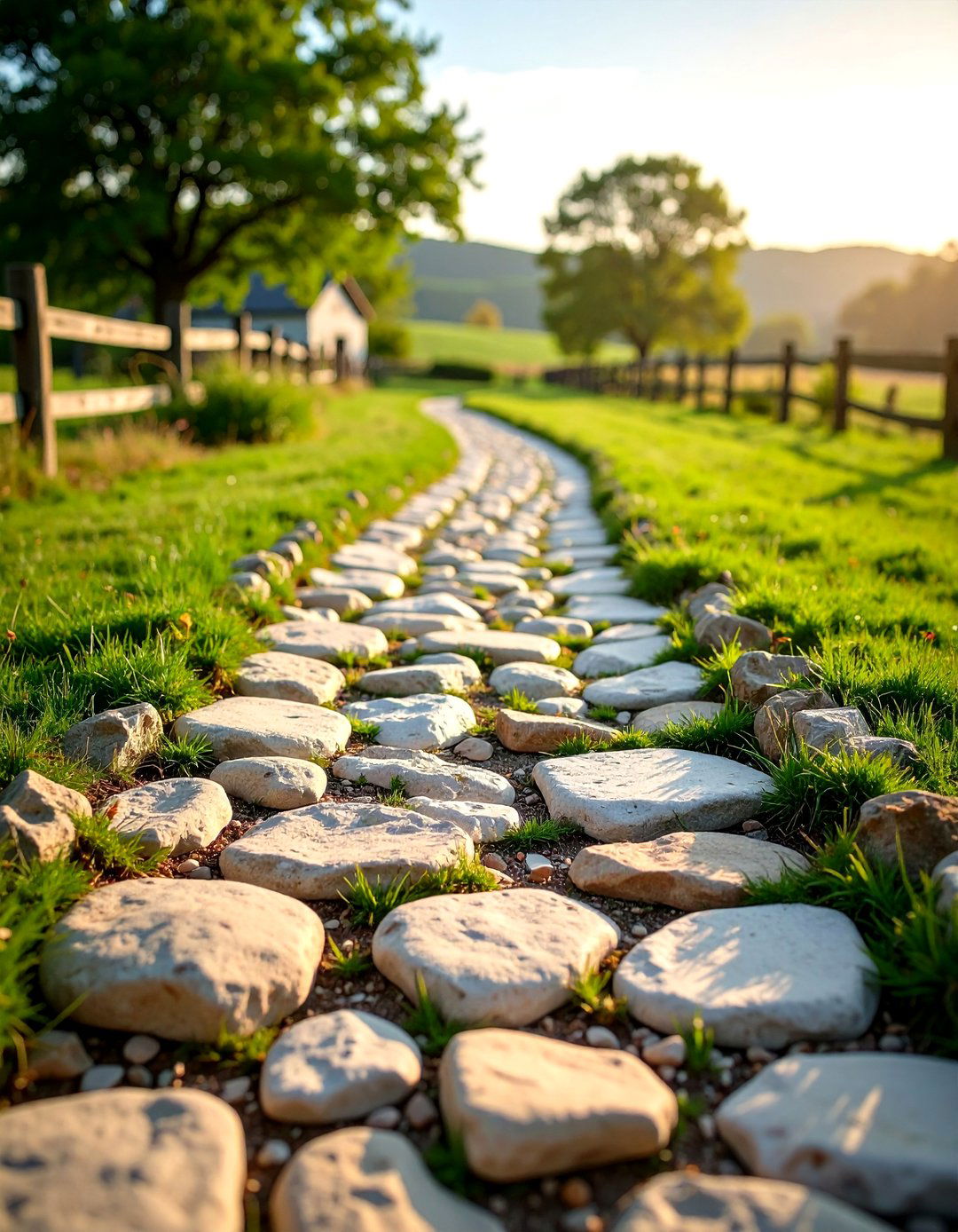 Fieldstone Rustic Farmhouse Trail - 24 Rock Walkway Ideas