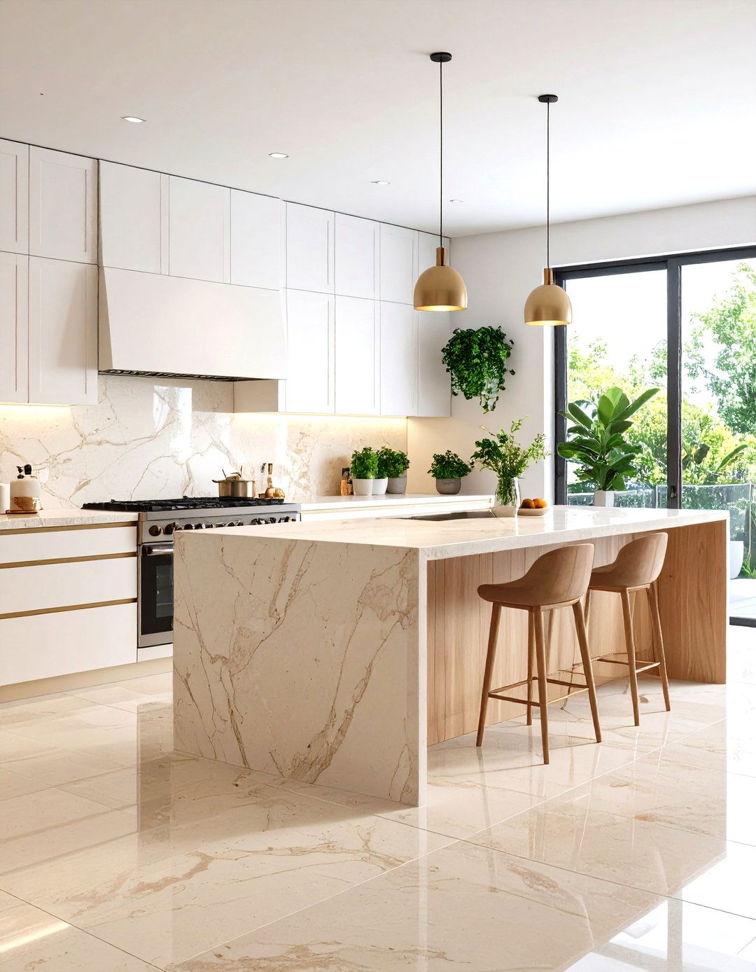 Filled Travertine Smooth Contemporary Finish - 24 Travertine Floor Kitchen Ideas
