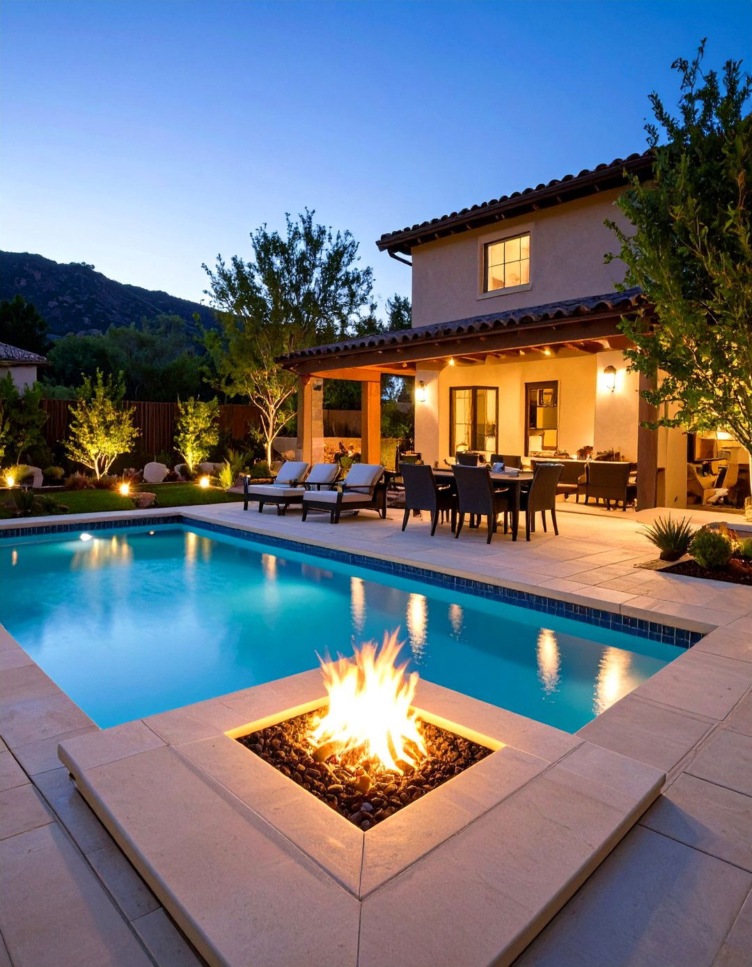 Fire Bowl Integration Pool Design - 24 Small Inground Pool Ideas