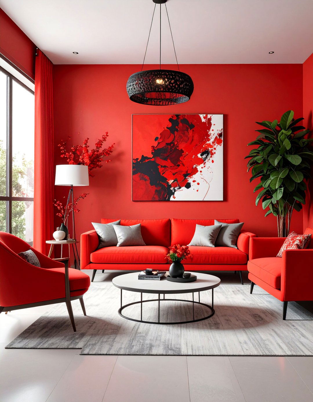 Fire Engine Red Pop Art - 24 Red Living Room Ideas