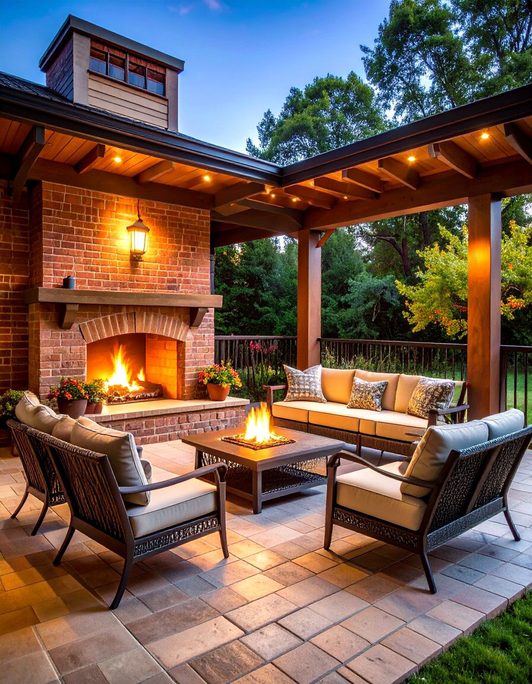Fire Feature Brick Porch - 24 Brick Porch Ideas