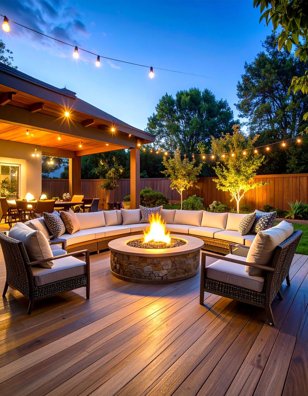 Fire Feature Focal Point Deck - 24 Backyard Deck Ideas
