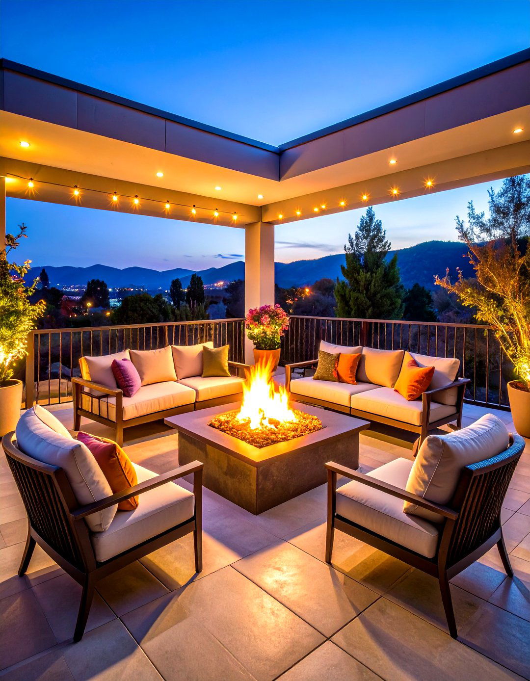 Fire Feature Gathering Space - 24 Large Balcony Ideas