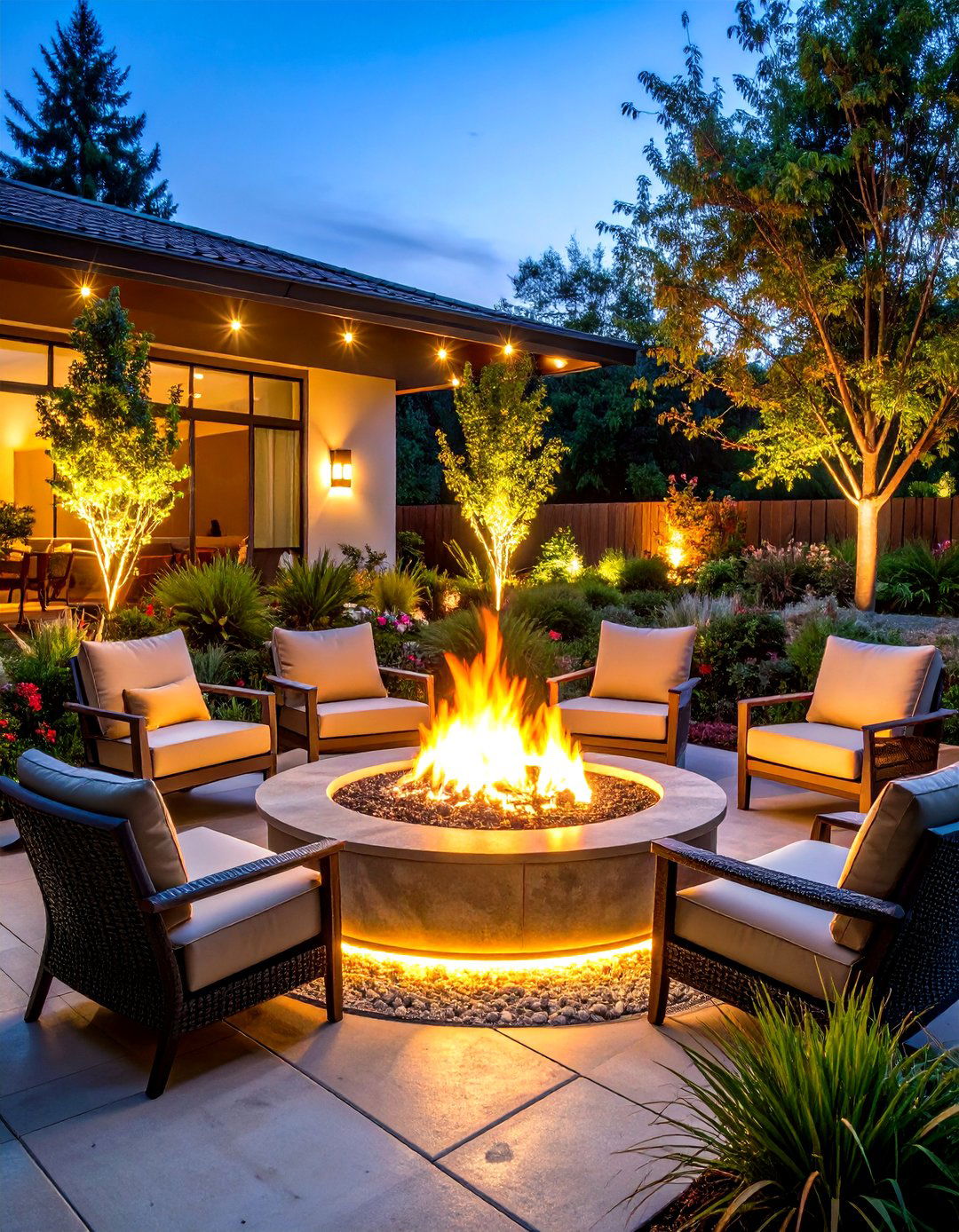 Fire Feature Lighting with Surrounding Ambiance - 24 Outdoor Lighting Ideas