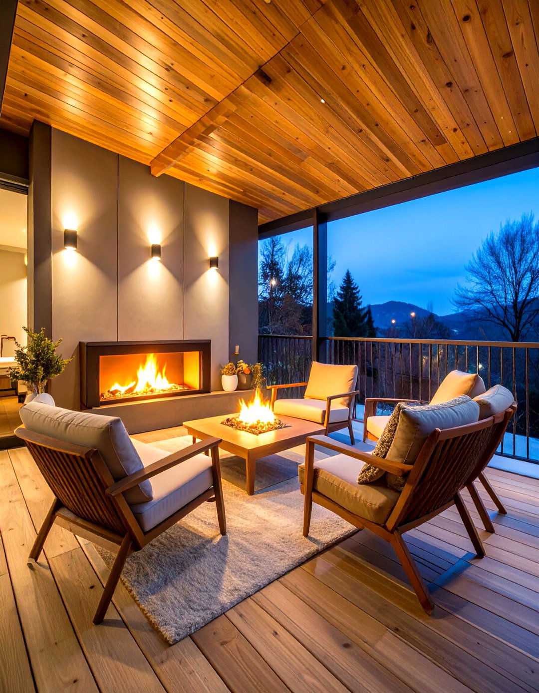 Fire Feature Loft Balcony Warmth - 24 Loft Balcony Ideas