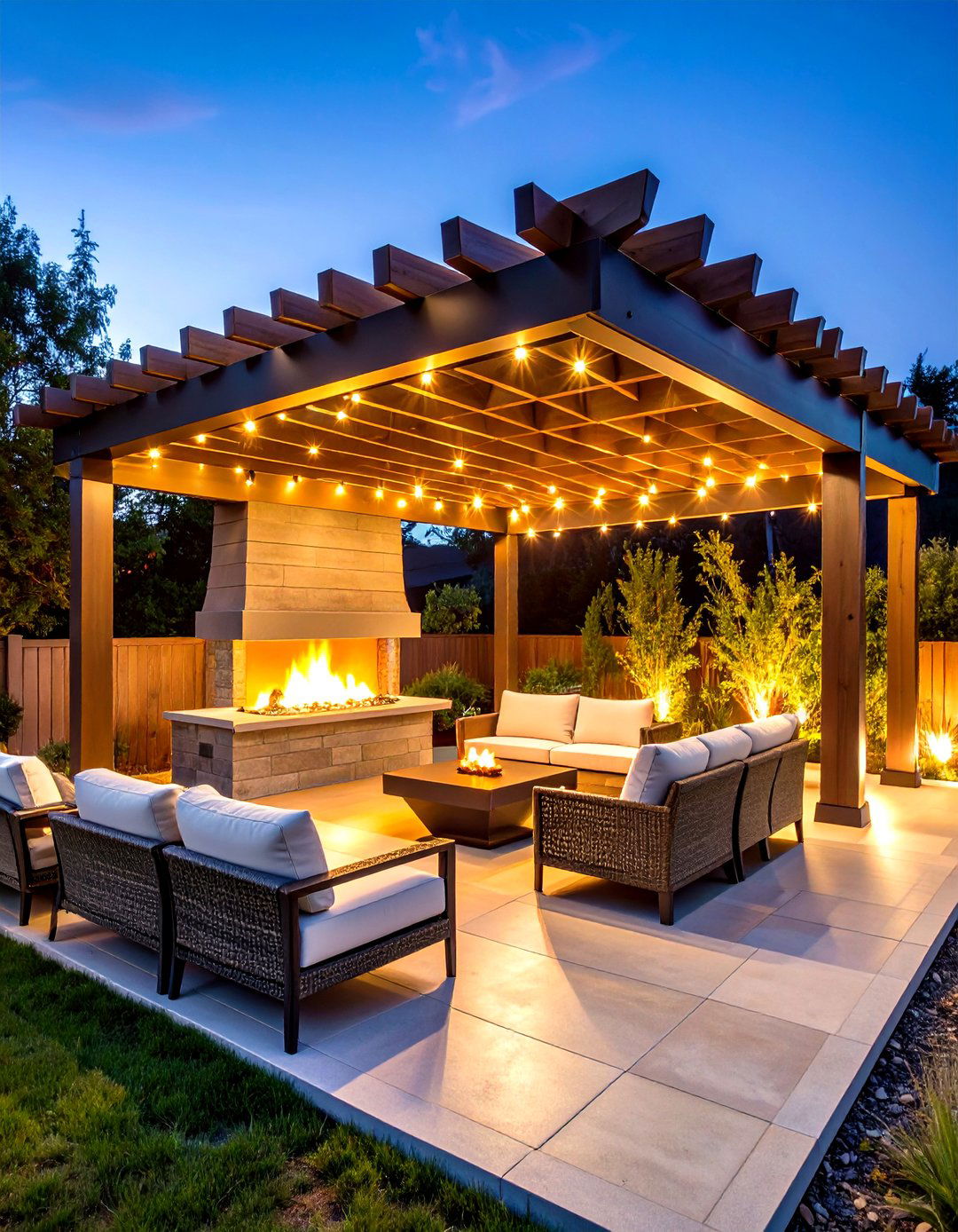 Fire Feature Pergola Design - 24 Patio Pergola Ideas