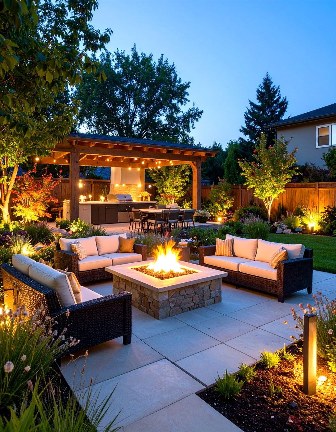 Fire Garden with Outdoor Heating and Evening Entertainment - 24 Garden Decor Ideas