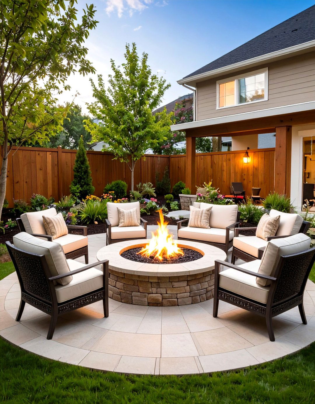 Fire Pit Conversation Patio - 24 Front Yard Patio Ideas