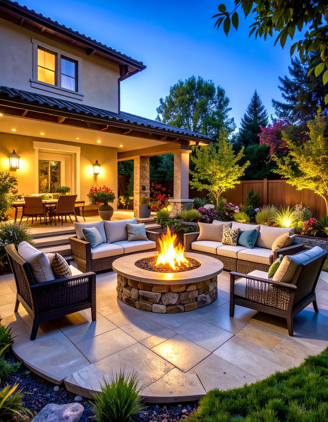 Fire Pit Conversation Sunken Patio - 24 Sunken Patio Ideas