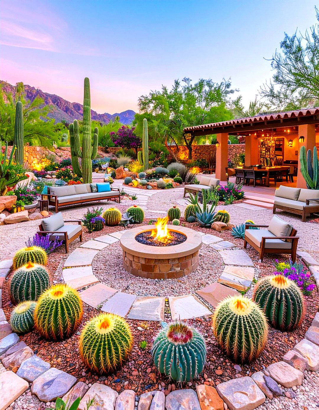 Fire Pit Desert Lounge - 24 Cactus Garden Ideas