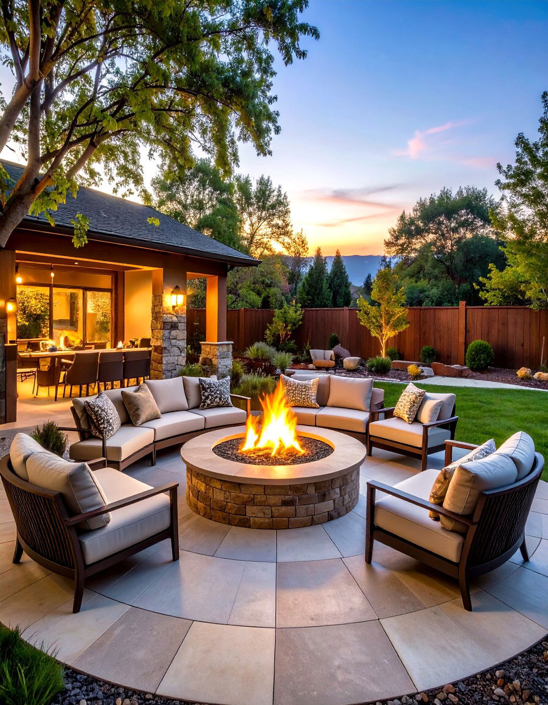 Fire Pit Entertainment Area - 24 Mobile Home Deck Ideas