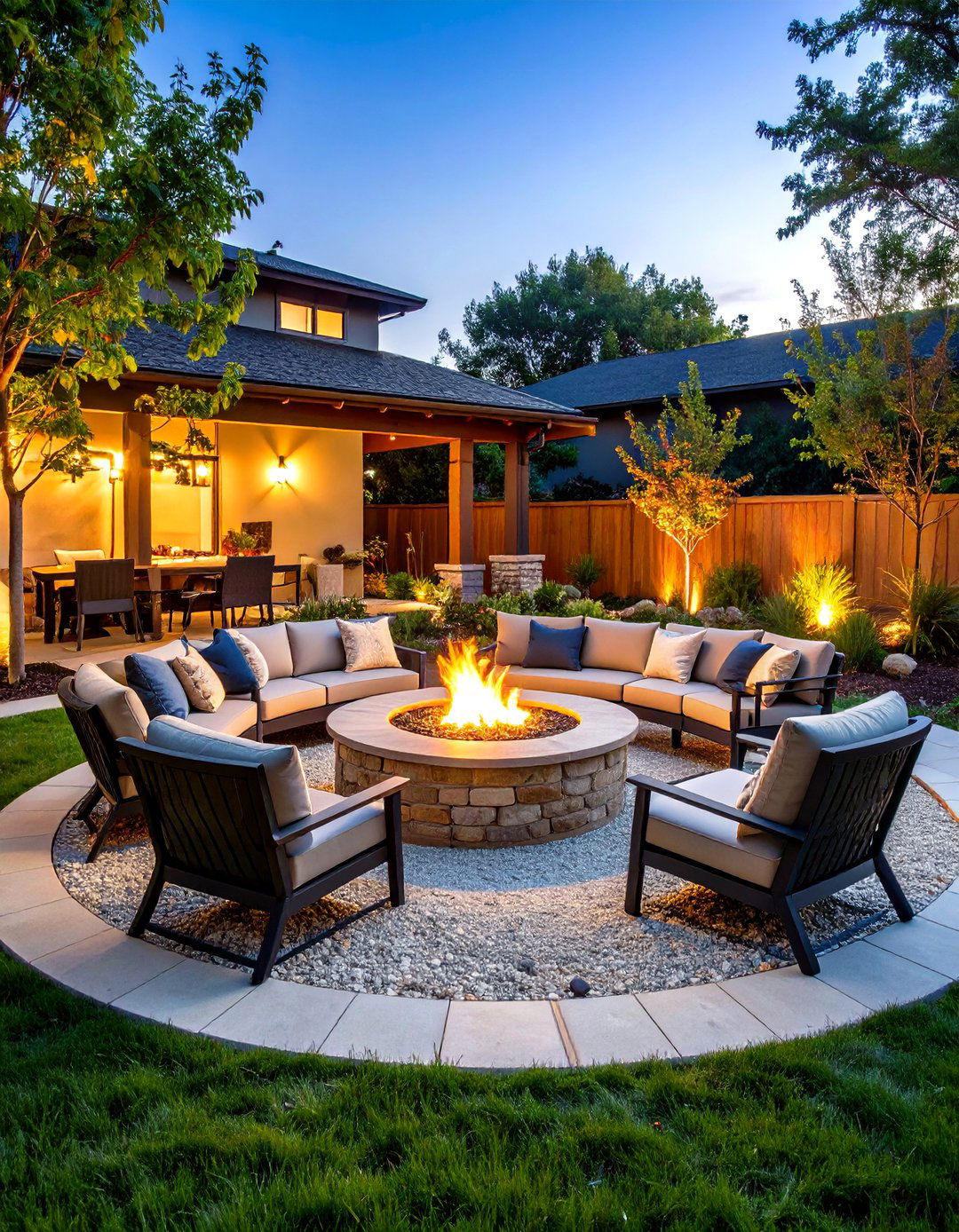Fire Pit Entertainment Areas - 24 Low Maintenance Backyard Landscaping Ideas