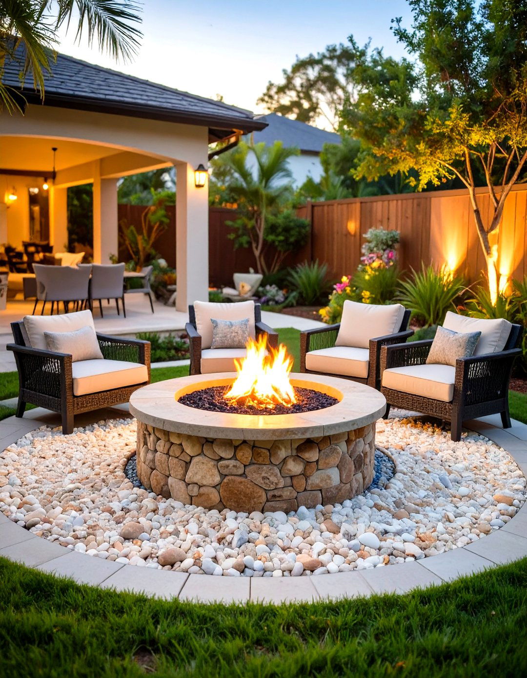 Fire Pit Gathering Circle - 24 Florida Backyard Ideas