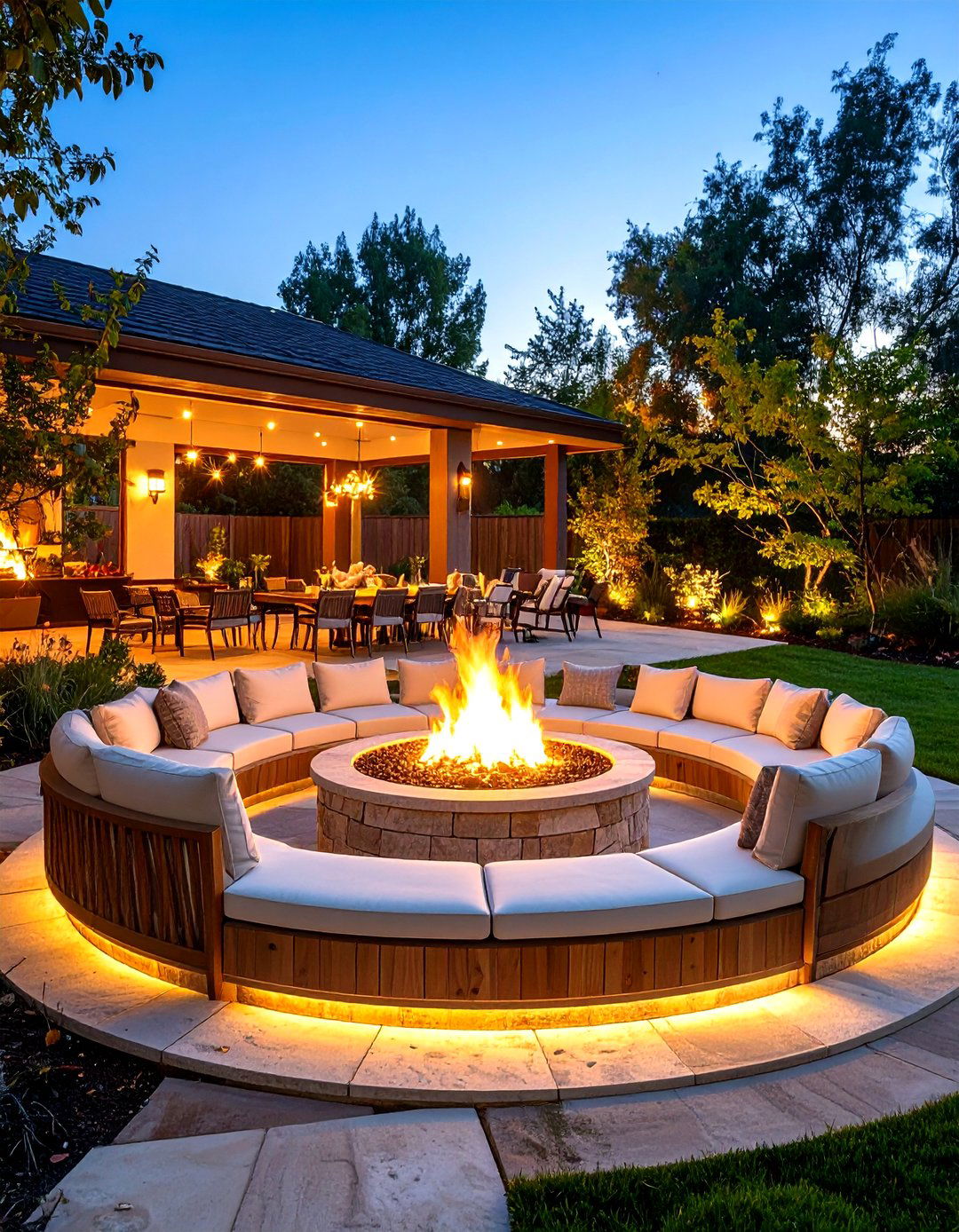 Fire Pit Gathering Circle - 24 Outdoor Dining Area Ideas