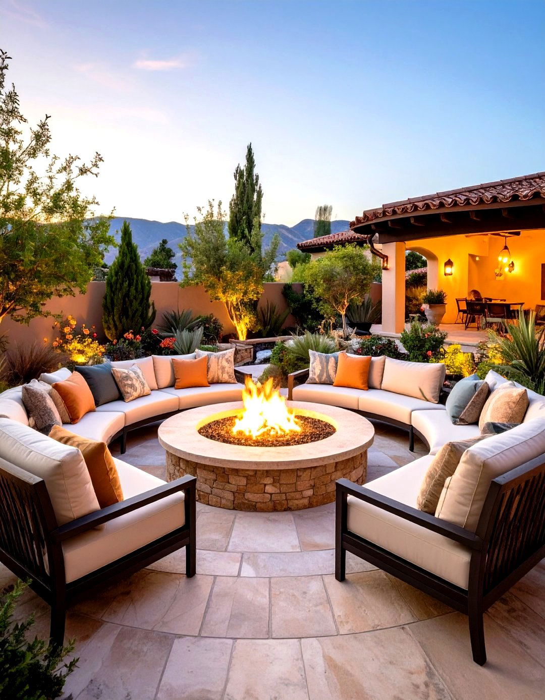 Fire Pit Gathering Circle - 24 spanish style patio ideas