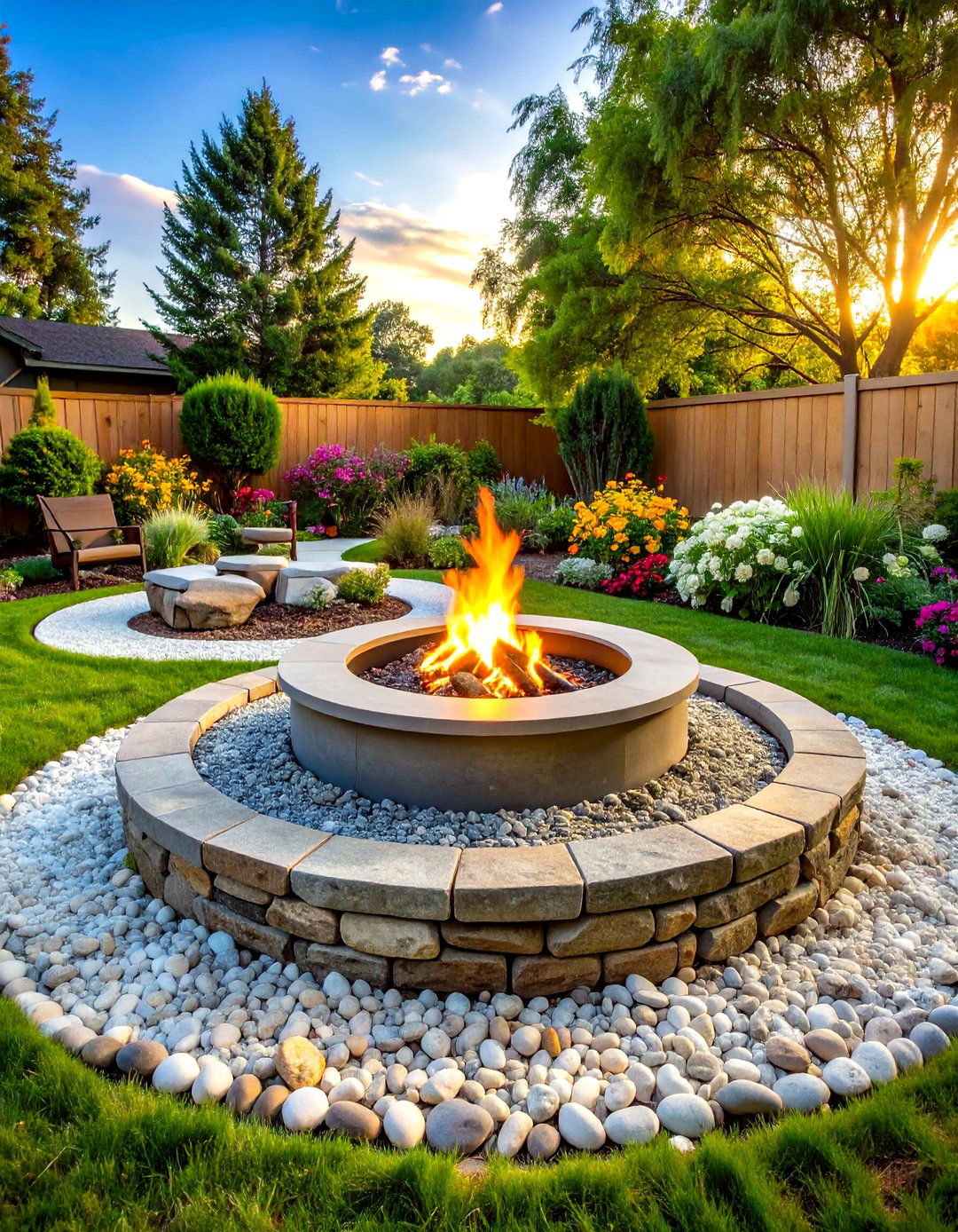 Fire Pit Surroundings - 24 River Rock Edging Ideas