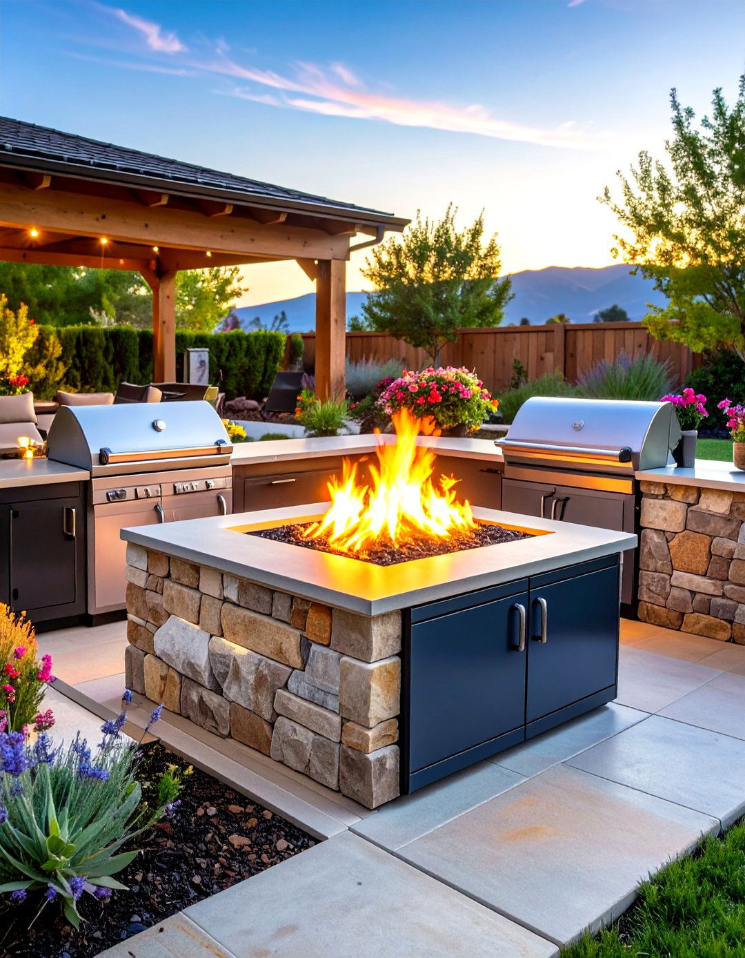 Fire Pit with Built in Beverage Cooler Integration - 24 Fire Pit Ideas