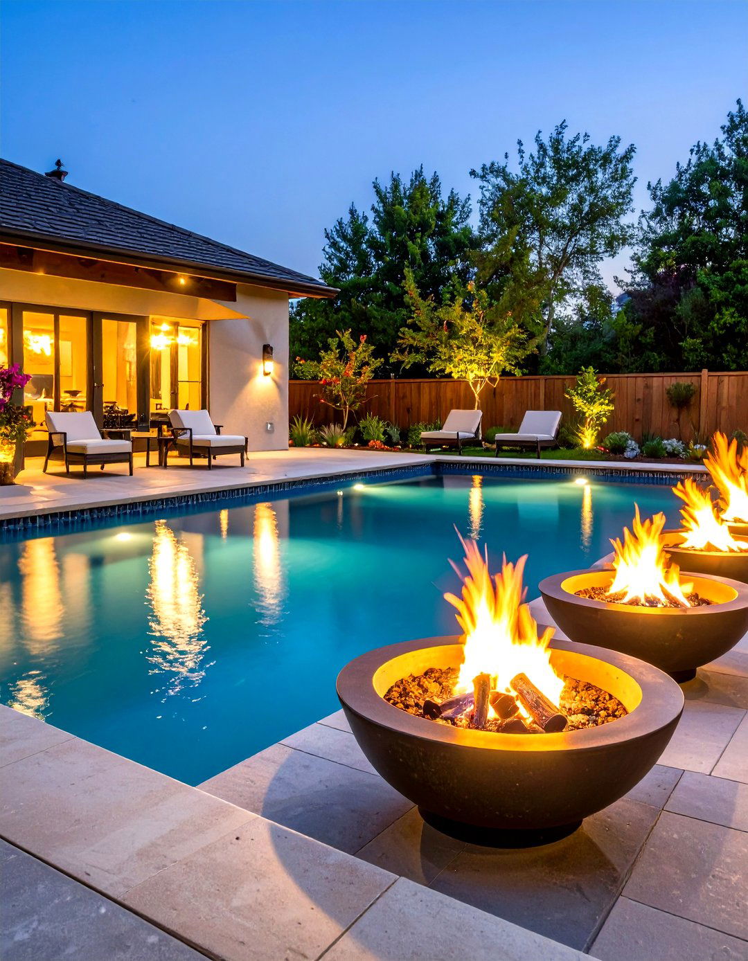 Fire and Water Feature Combination - 24 Semi Inground Pool Ideas