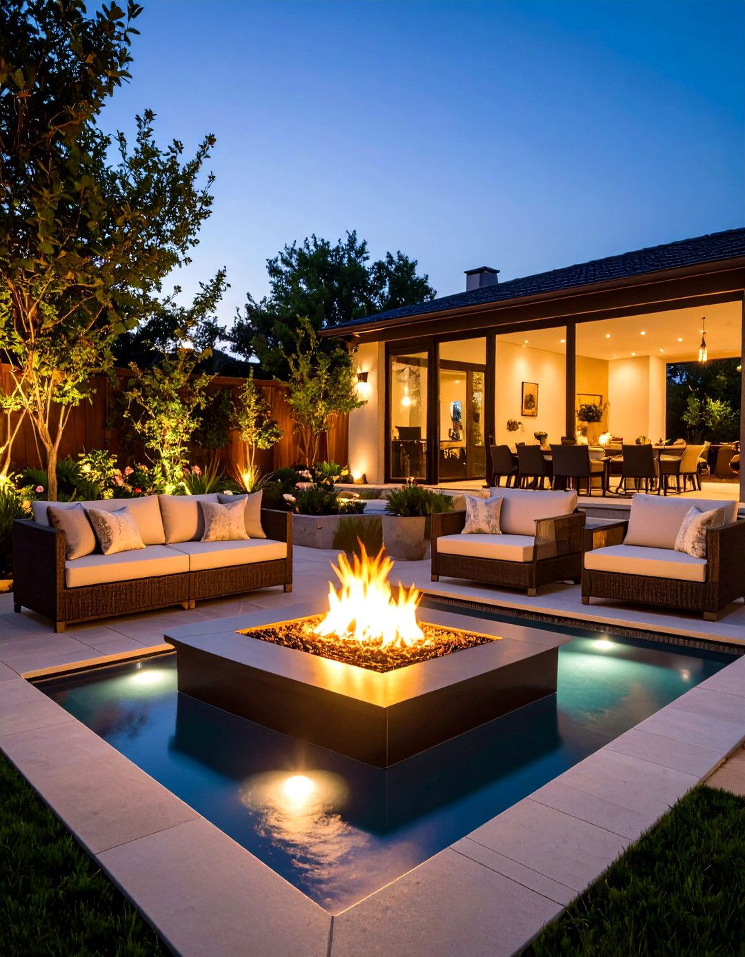 Fire and Water Feature Combination - 24 Modern Backyard Ideas