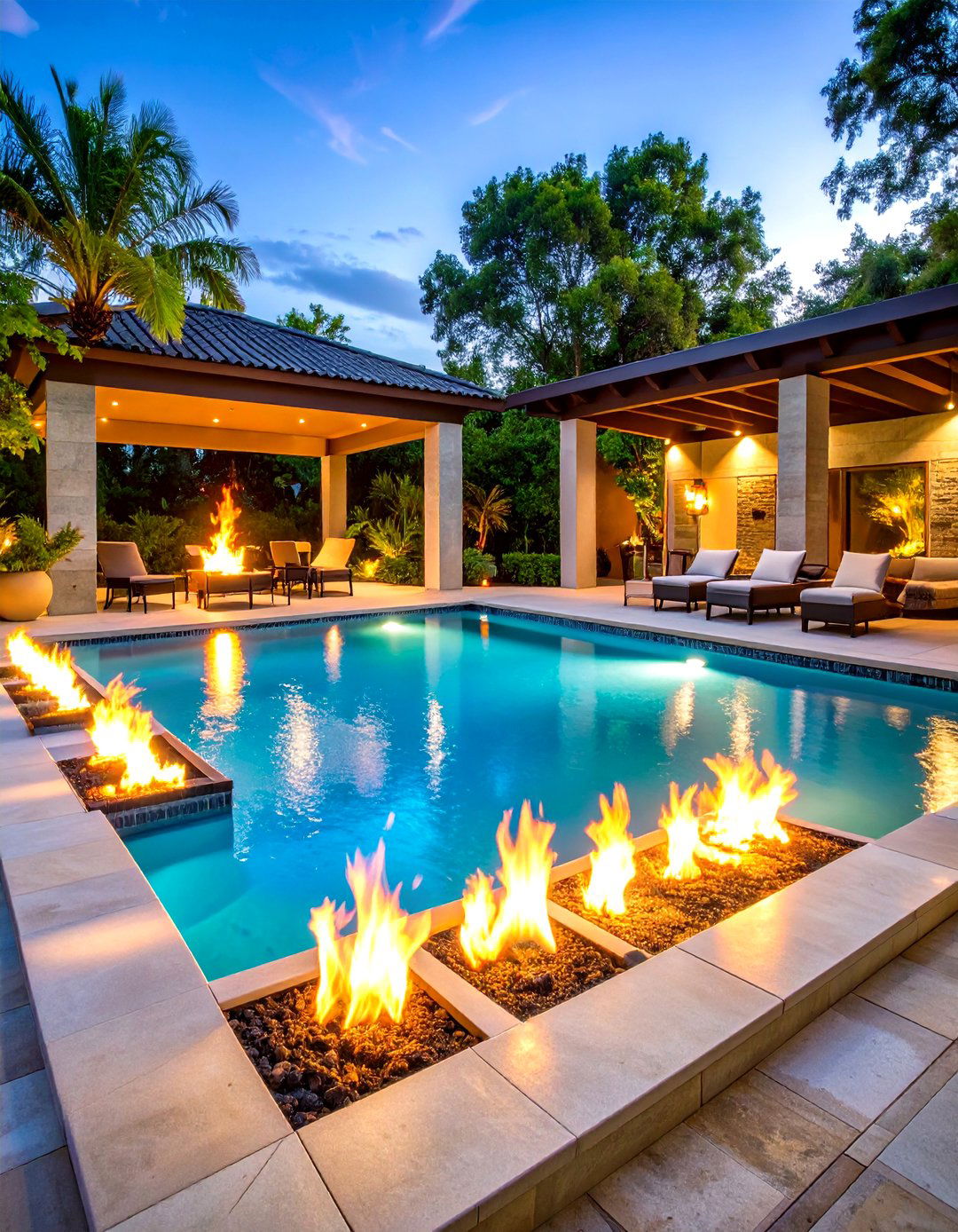Fire and Water Feature Pool - 24 Pool Patio Ideas