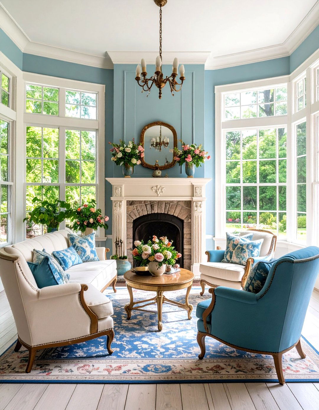Fireplace Centered Victorian Lounge - 24 Victorian Sunroom Ideas