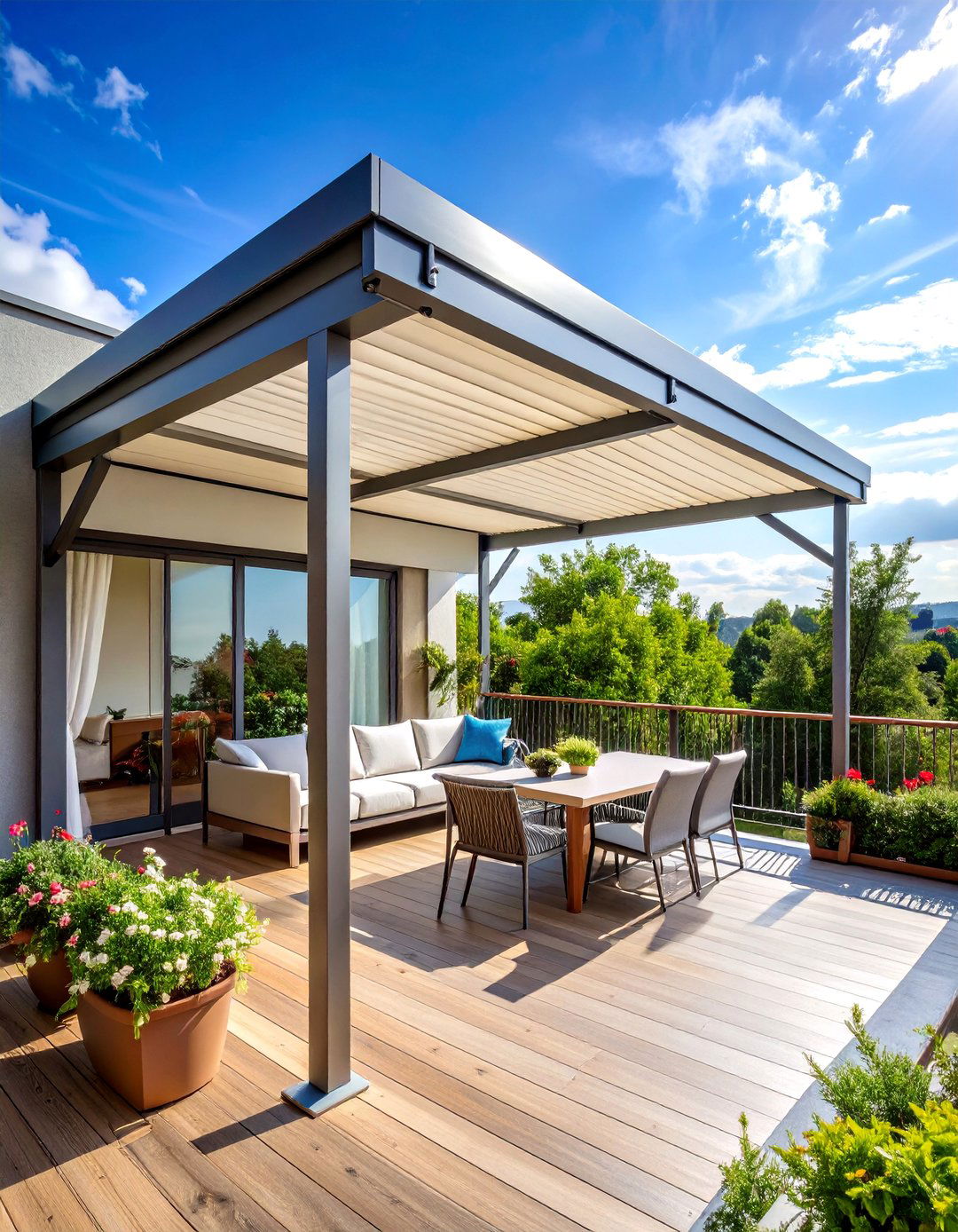 Fixed Canopy Structures with Pitched Roofs - 24 Balcony Shade Ideas