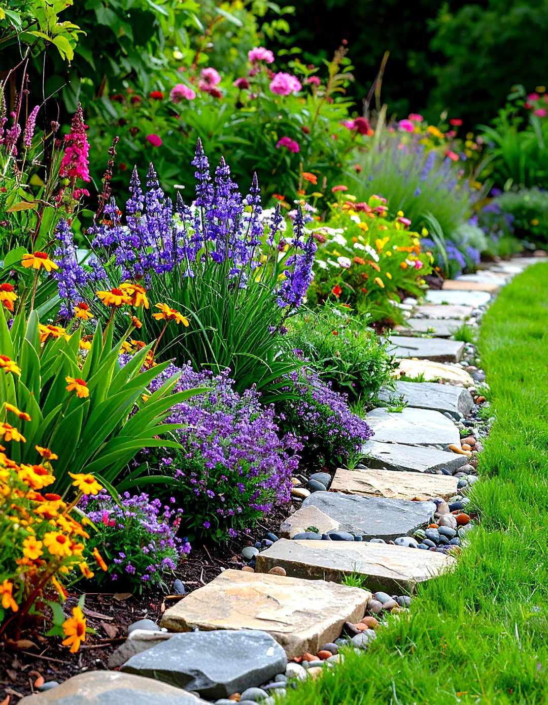 Flagstone Irregular Natural Edging - 24 Stone Garden Edging Ideas