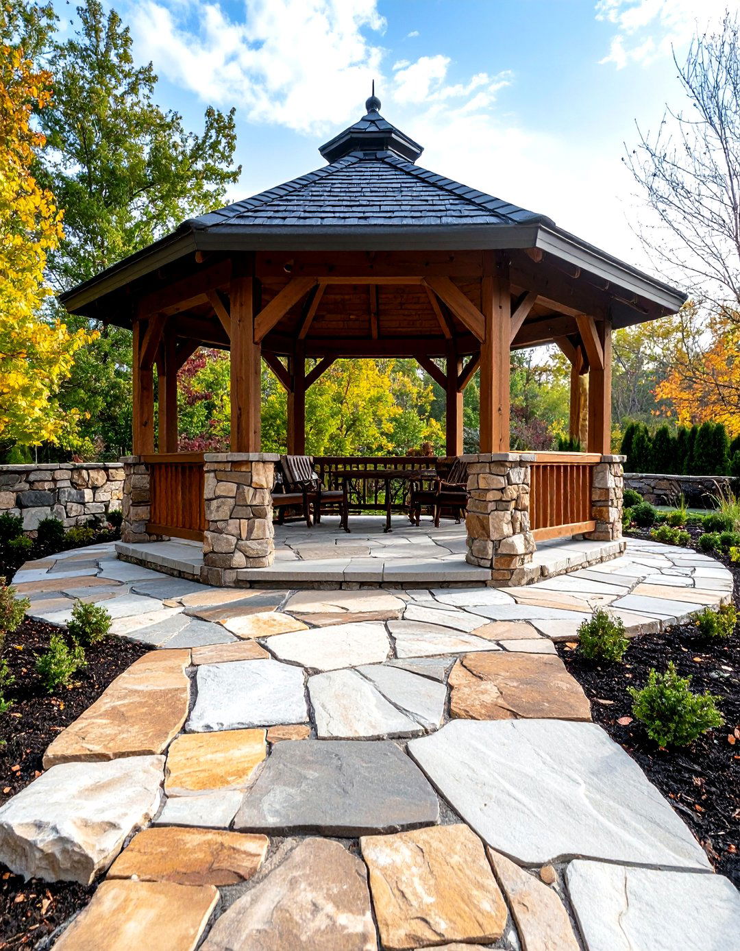 Flagstone Irregular Patterns - 24 Gazebo Floor Ideas