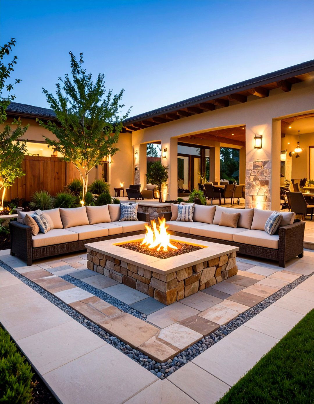 Flagstone Patio Fire Feature - 24 Wood Burning Fire Pit Ideas