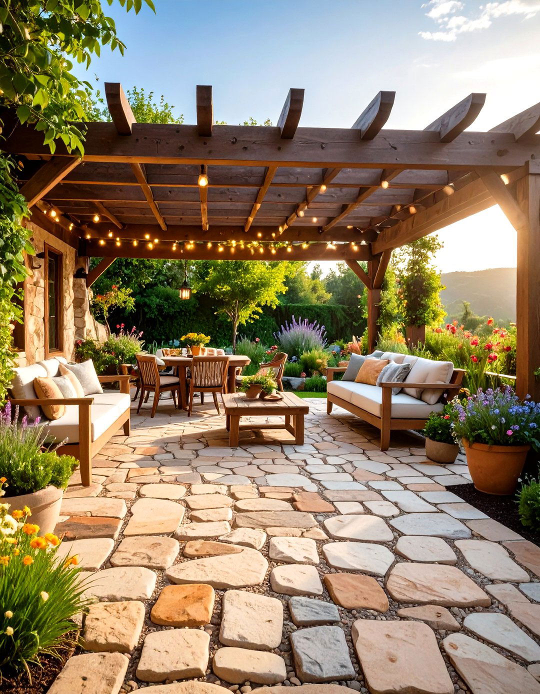 Flagstone Pergola Foundations - 24 Pergola Flooring Ideas