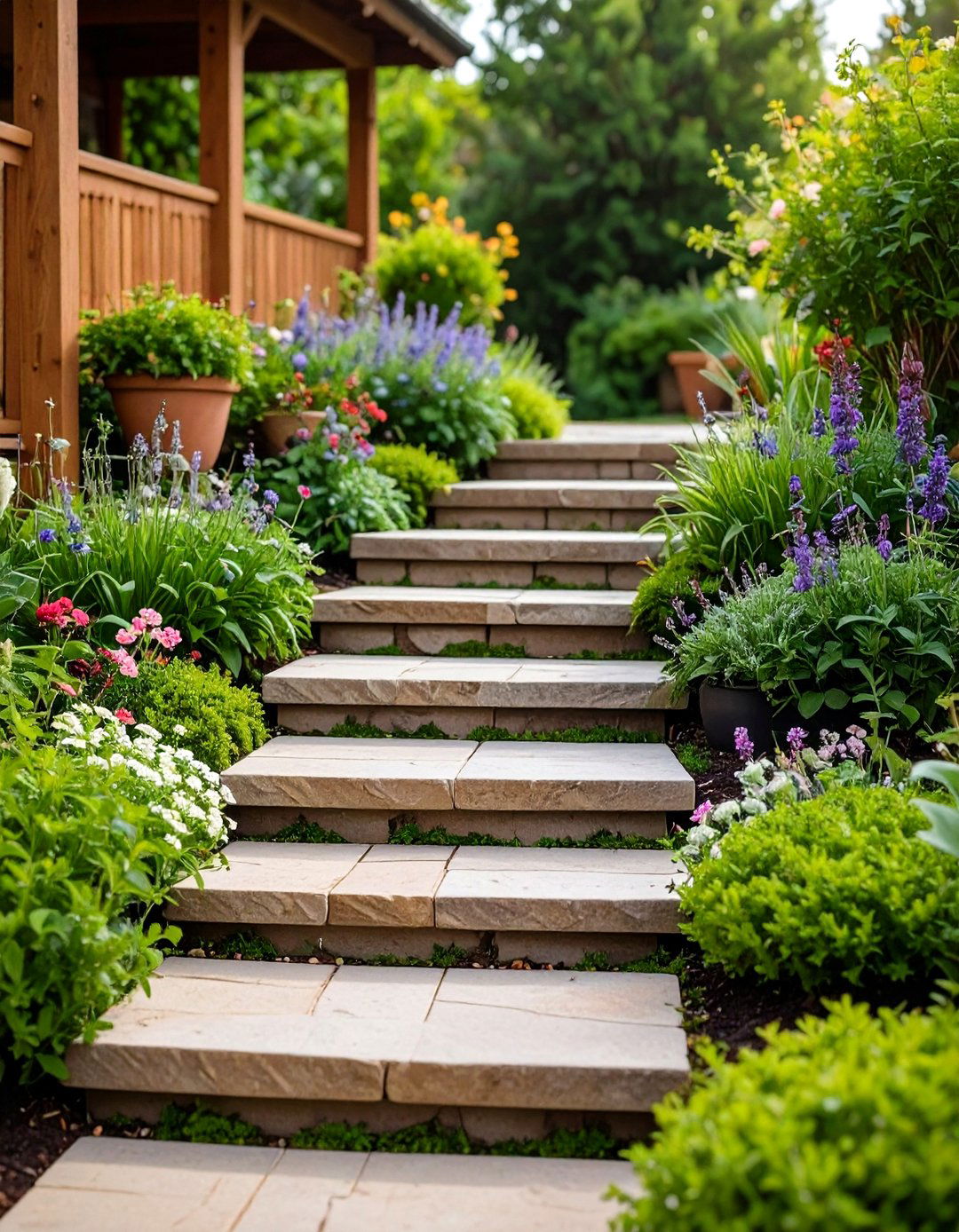 Flagstone Steps with Groundcover Joints - 24 Flagstone Steps