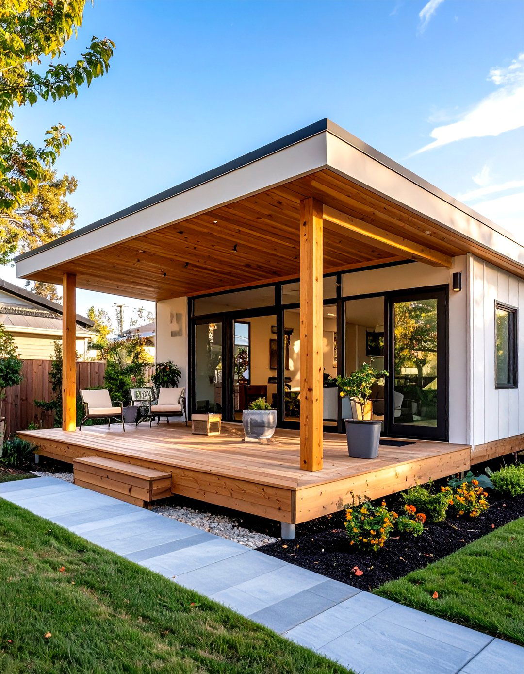 Flat Roof Porch Platforms - 24 Mobile Home Porch Ideas