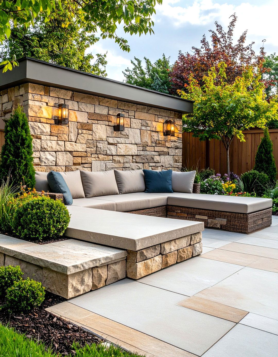 Flat Top Natural Stone Seating Wall - 24 Natural Rock Retaining Wall Ideas