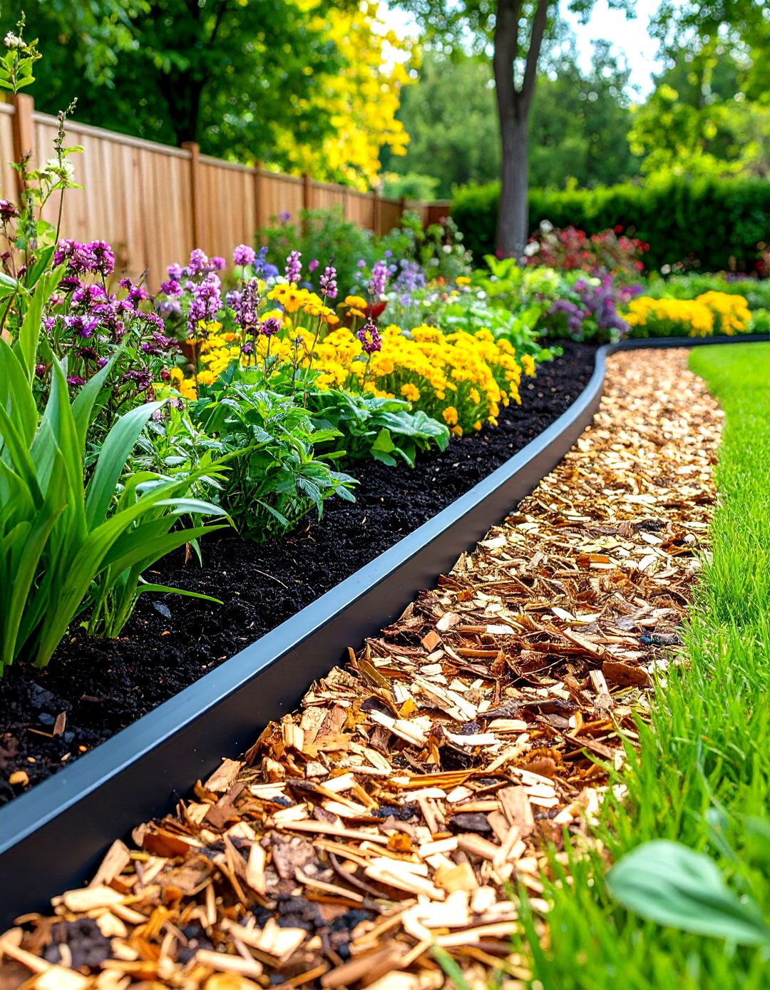 Flexible Plastic Mulch Edging with Hidden Installation - 24 Mulch Edging Ideas