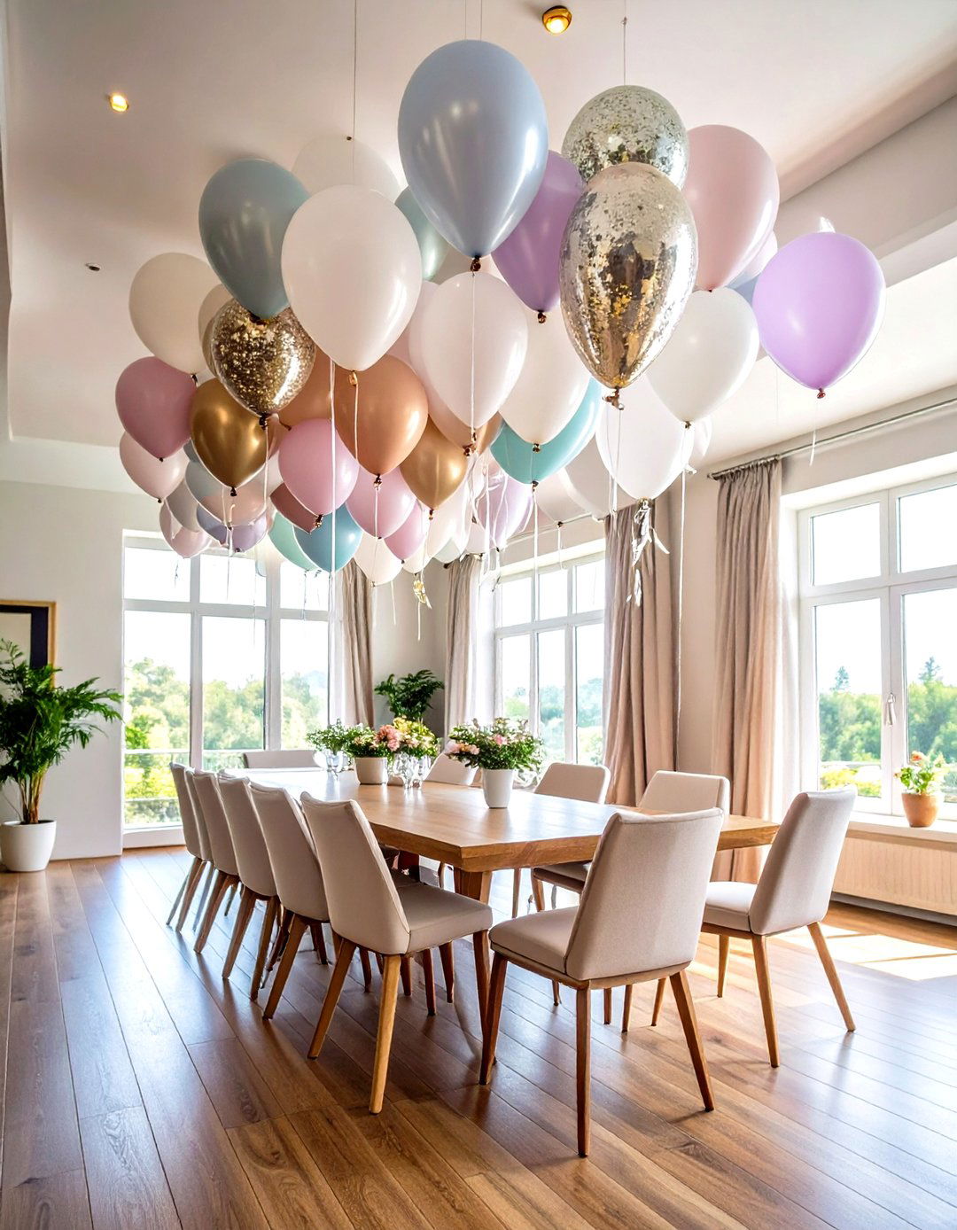 Floating Balloon Ceiling Installation - 24 Birthday Decoration Ideas