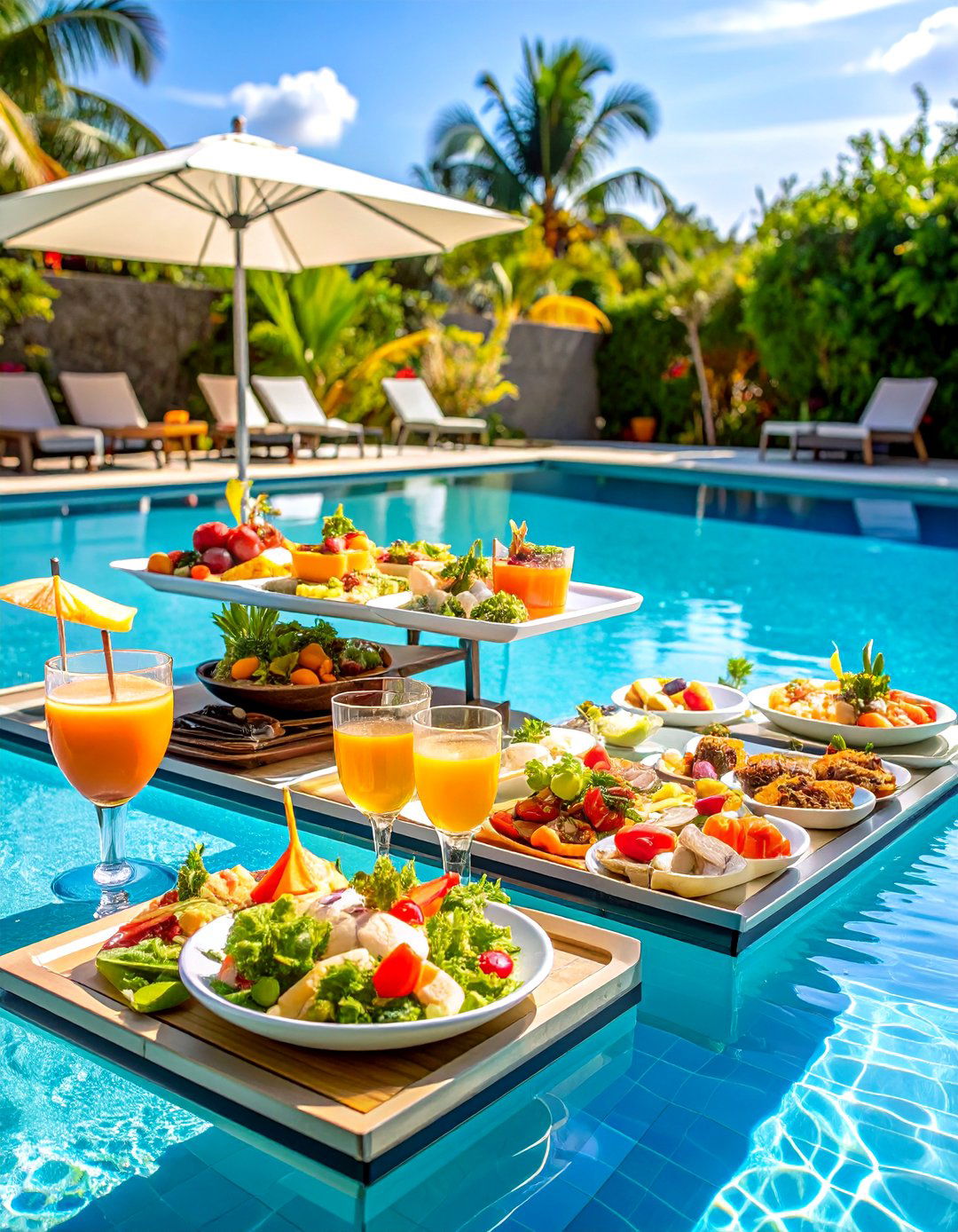 Floating Buffet Service System - 24 Pool Party Ideas