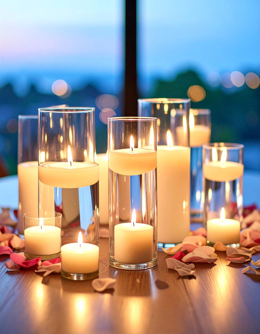Floating Candle Cylinder Arrangements - 24 Tall Wedding Centerpiece Ideas
