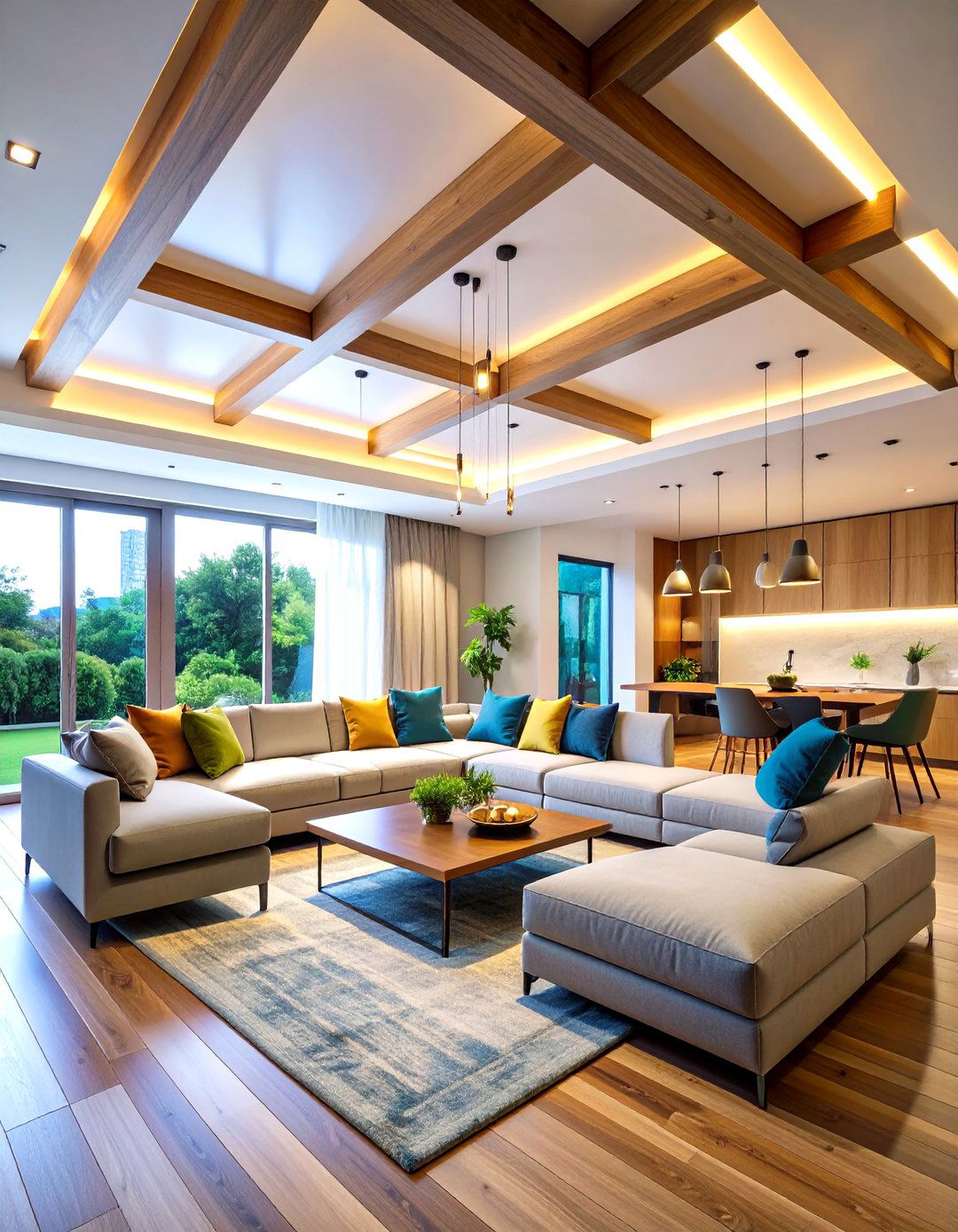 Floating Ceiling Beam Design - 24 Decorative Ceiling Beam Ideas