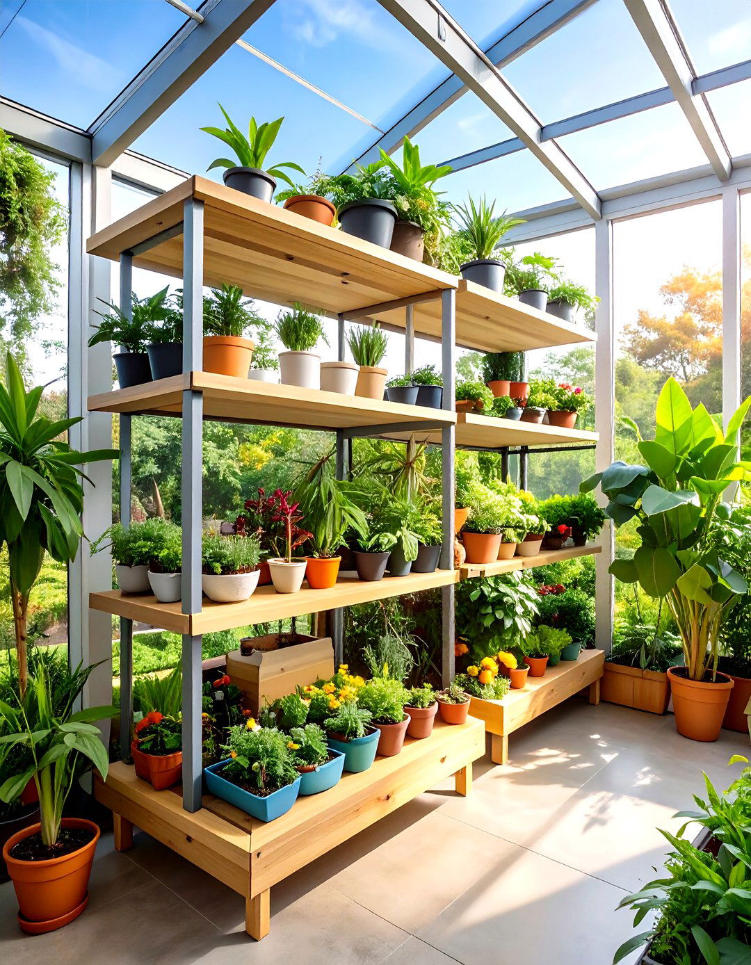 Floating Corner Bracket Shelving - 24 Greenhouse Shelving Ideas