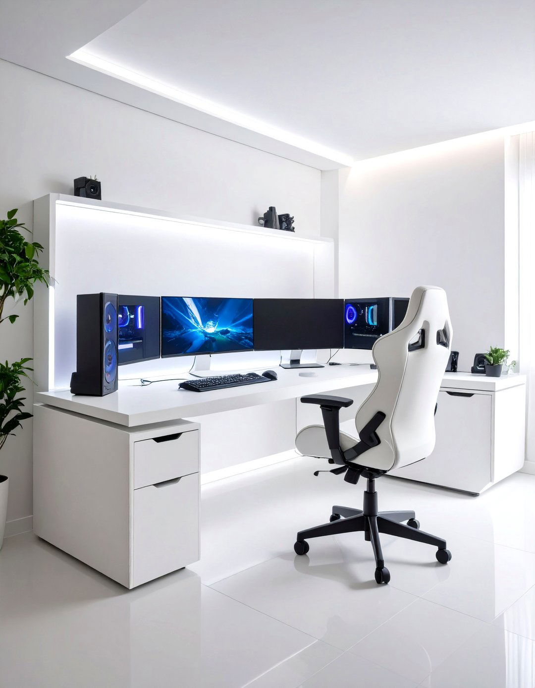 Floating Desk Gaming Area - 24 Gamer Girl Room Ideas