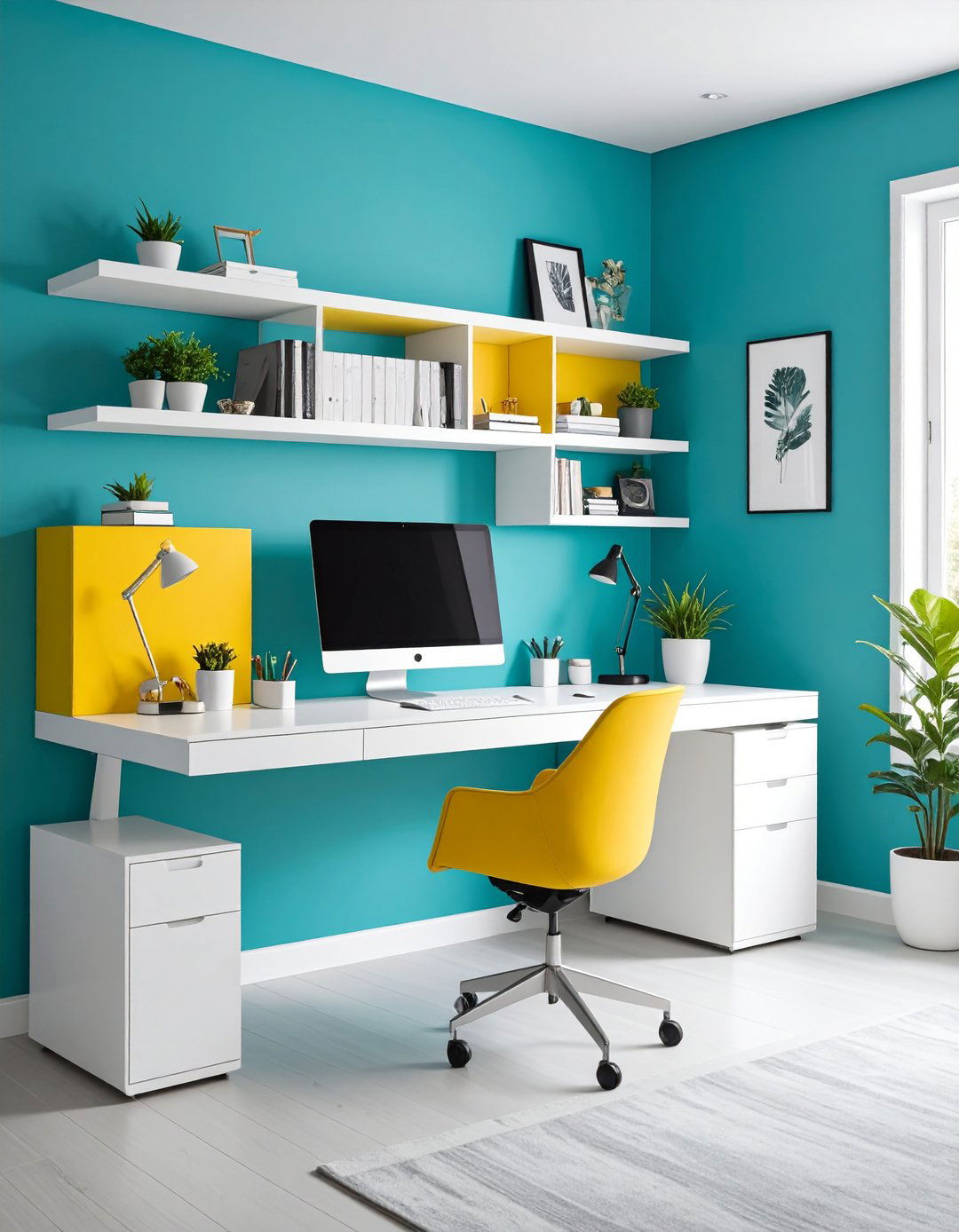 Floating Desk with Hidden Storage - 24 Budget Home Office Ideas