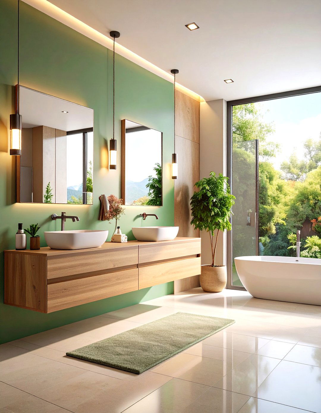 Floating Fixtures Bathroom with Wall Mounted Elements - 24 Modern Bathroom Decor Ideas