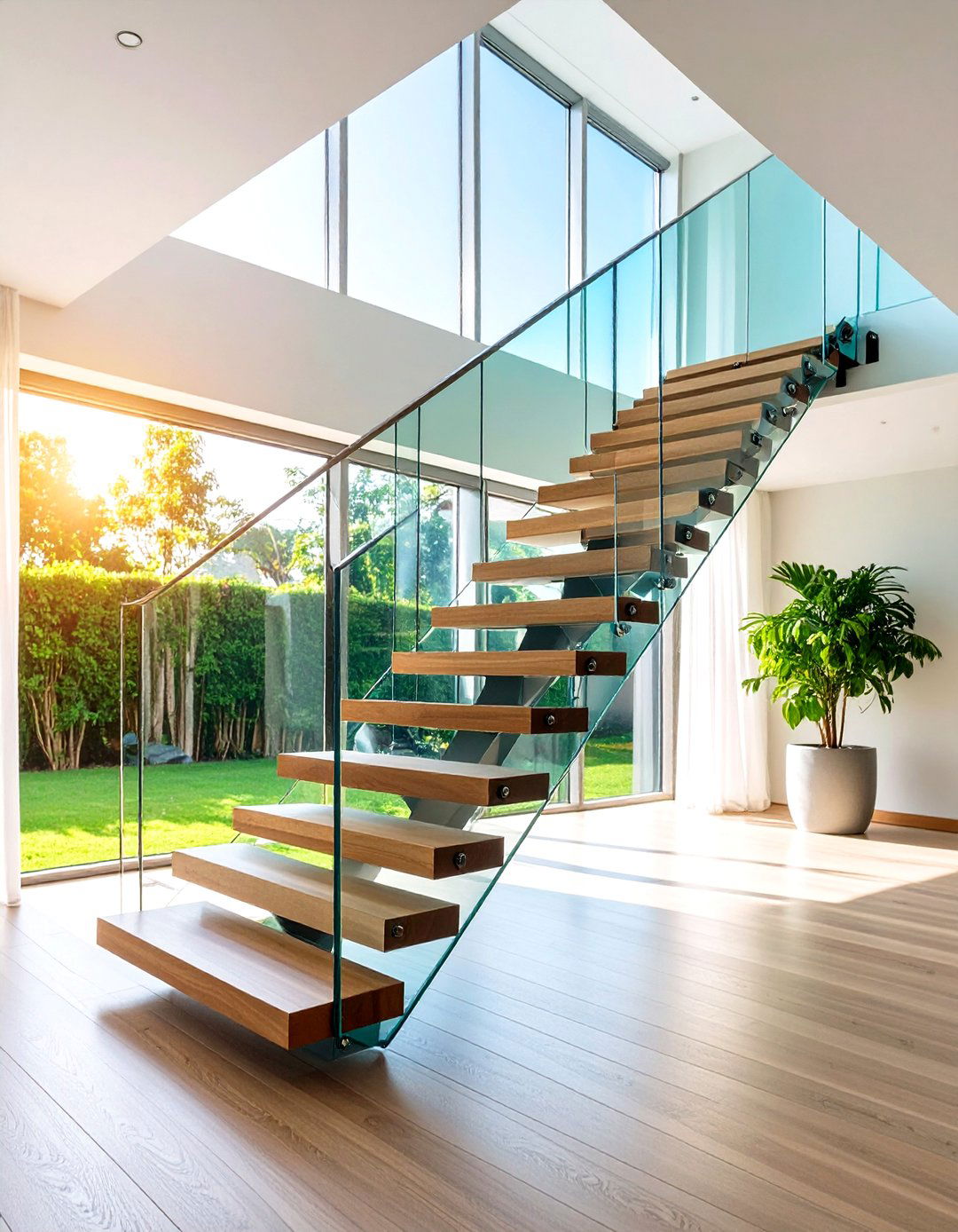 Floating Glass Panel Staircase - 24 Modern Staircases