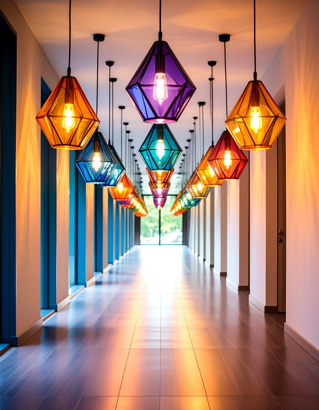 Floating Glass Pendant Sequence - 24 Narrow Hallway Lighting Ideas