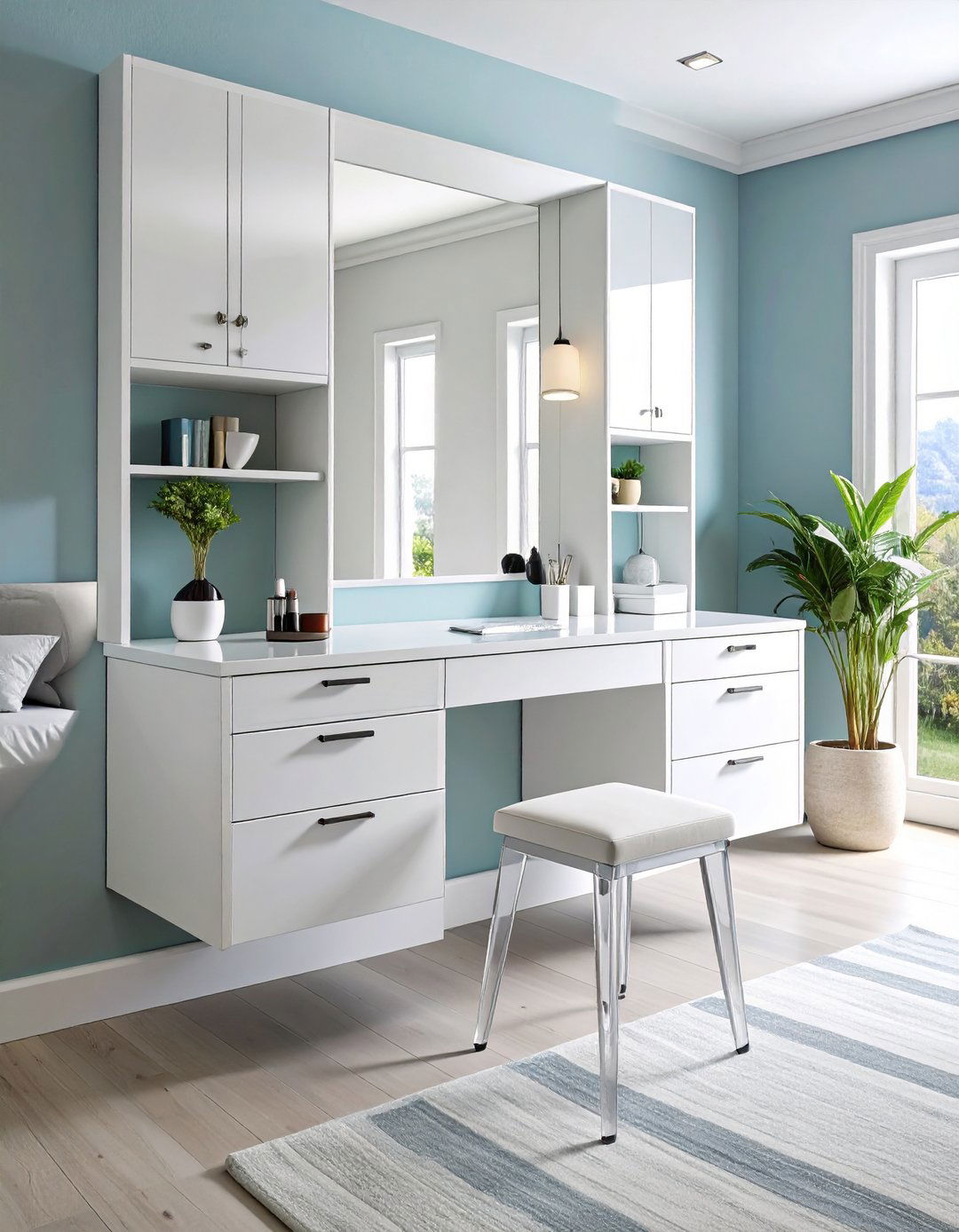 Floating Makeup Vanity with Minimalist Design - 24 Makeup Vanity Ideas
